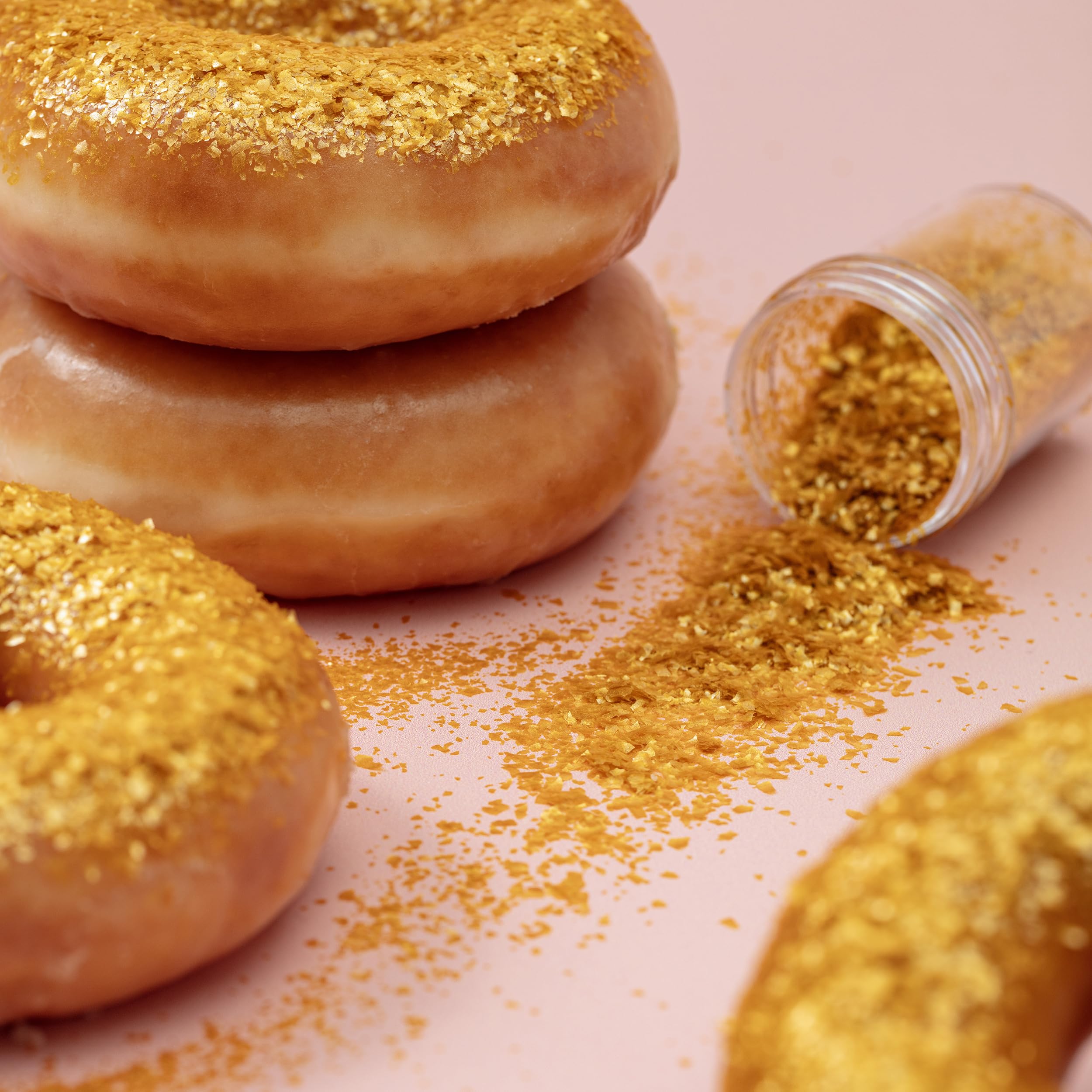 PME Gold Sparkling Glitter Flakes for Cake Decorating - 7g Jar, Pack of 2 2