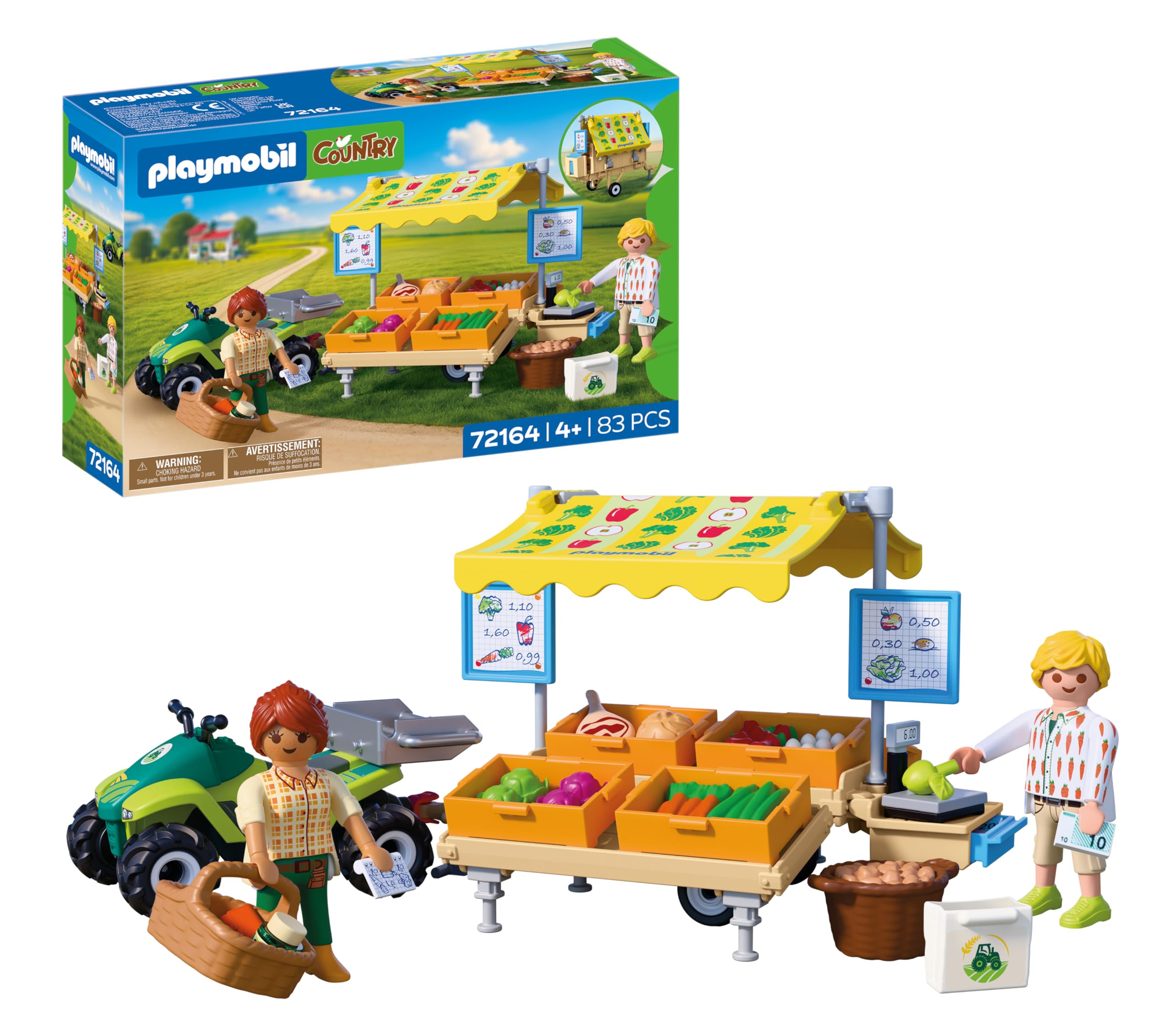 Playmobil Country Farm Stand Mobile Market Stand with Quad Playset (Ages 4+)
