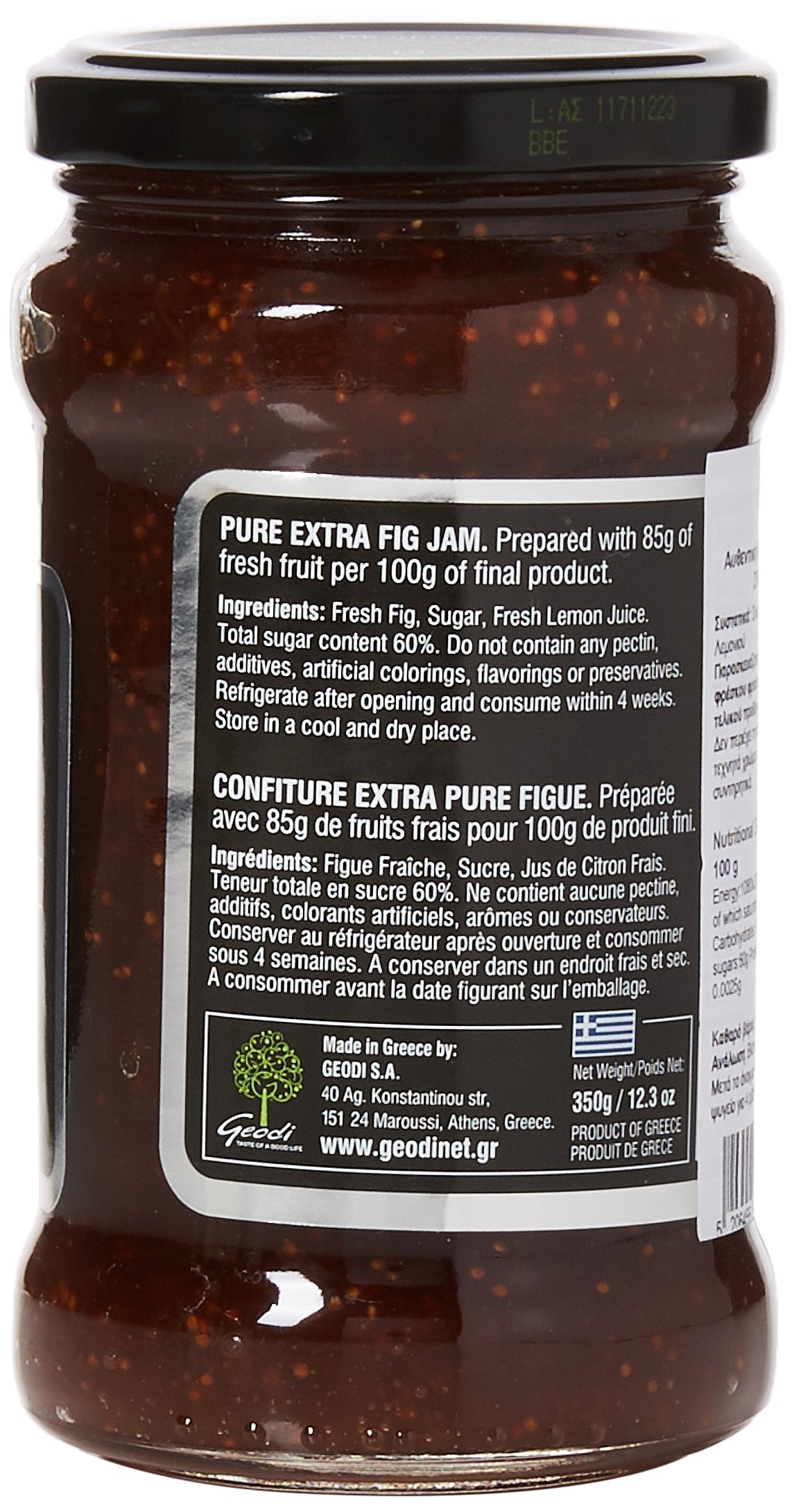 Geodi Pure Extra Fig Jam - 85% Fruit, 350g Jars (Pack of 2) 2