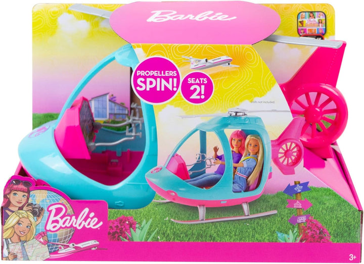 Barbie Helicopter with Spinning Rotor - Pink & Blue Toy Vehicle for Ages 3-8 (FWY29)