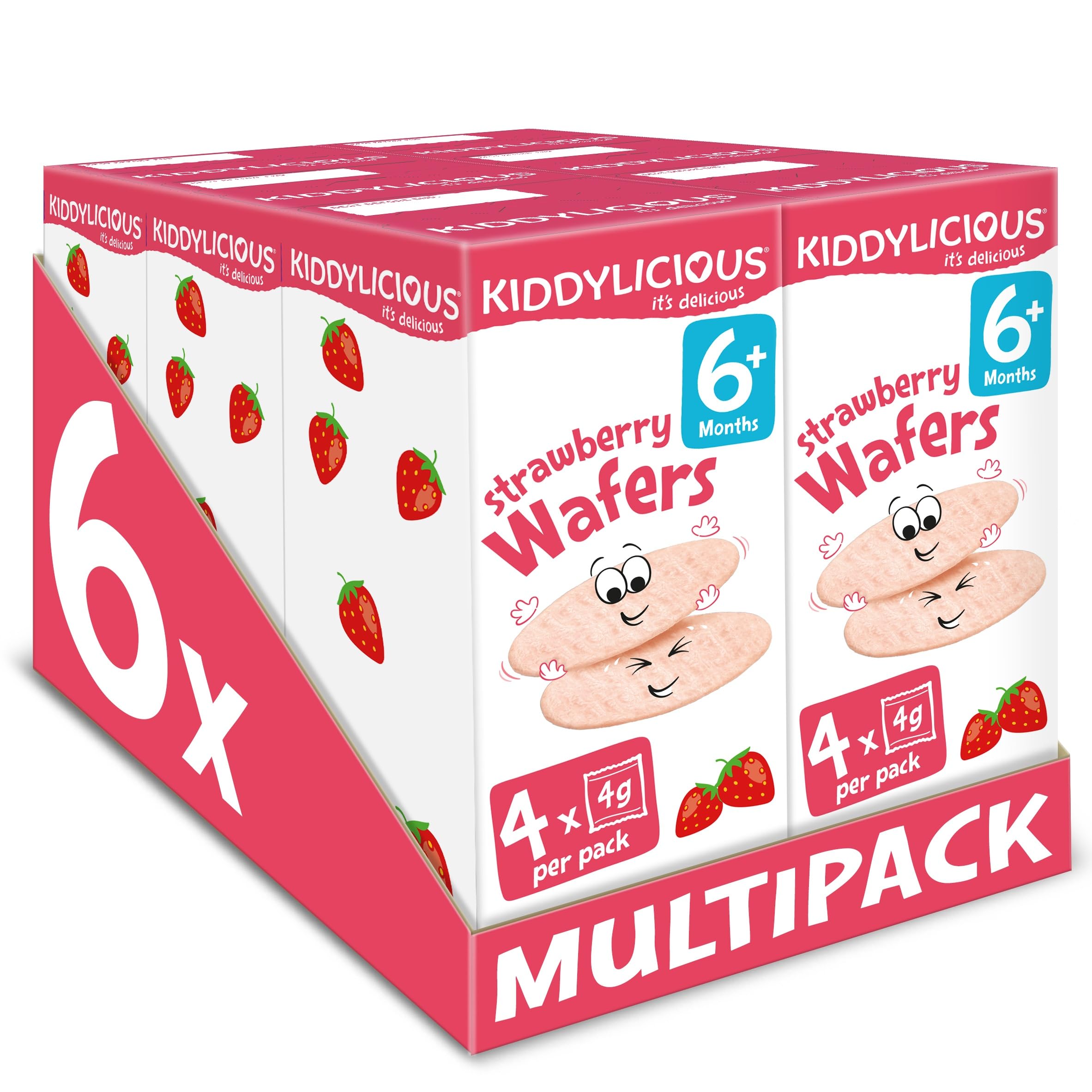 Kiddylicious - Strawberry Mini Wafers Gluten Free Dairy Free Kids Snack