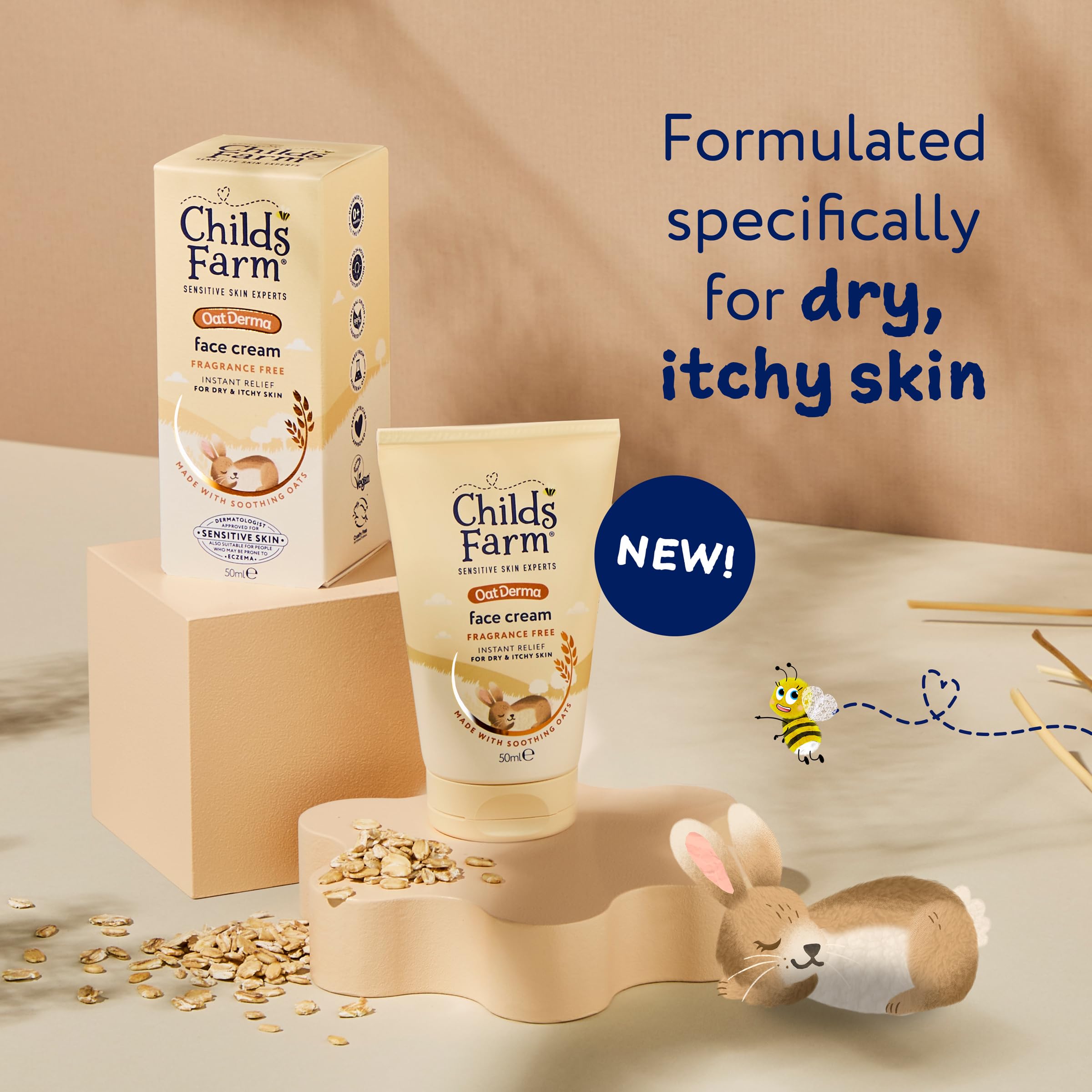 Childs Farm OatDerma Face Cream Moisturiser - Fragrance-Free Hydration for Sensitive Skin, 50ml 2