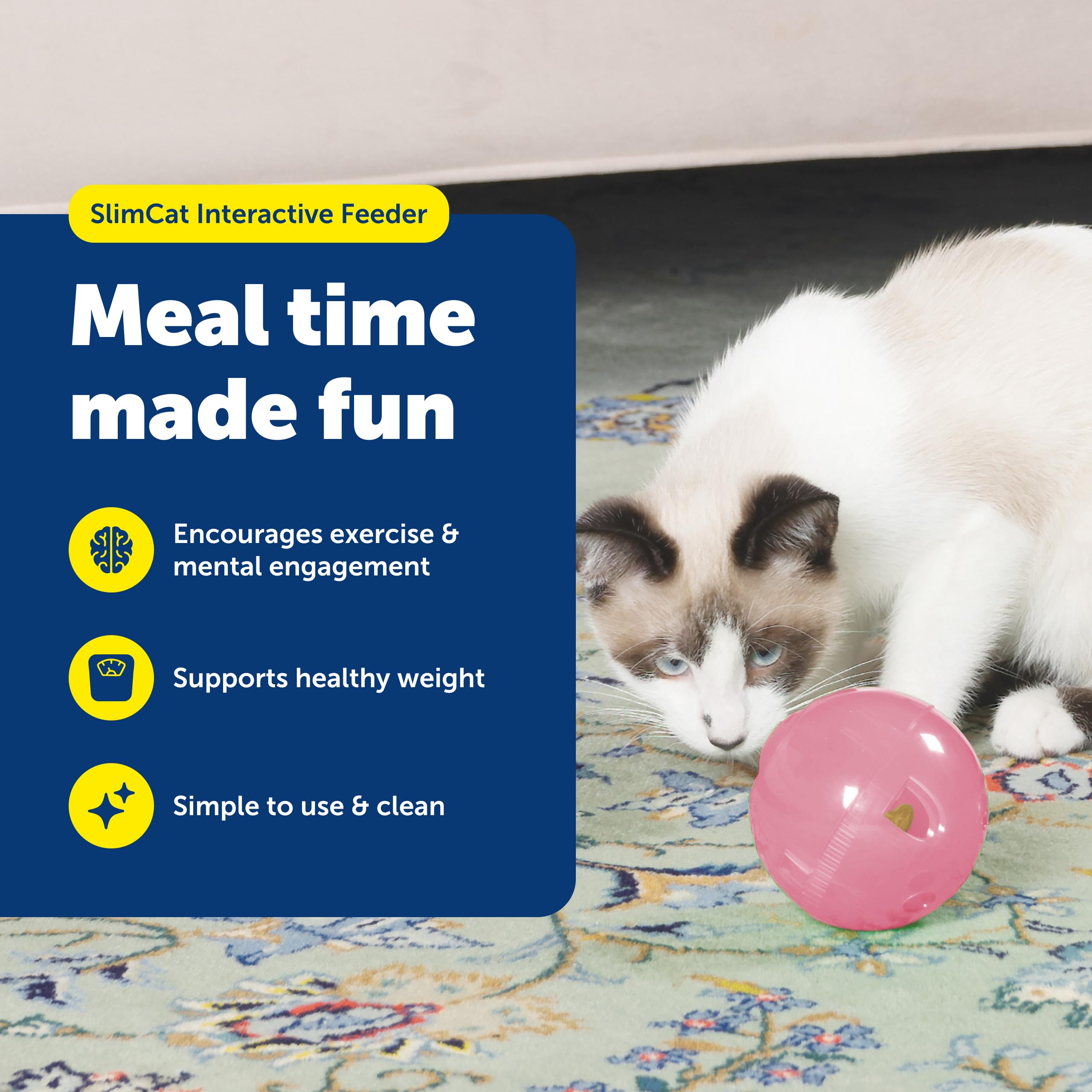 PetSafe SlimCat Interactive Feeder Ball - Adjustable Portion Control for Cats | Pink | Medium 2