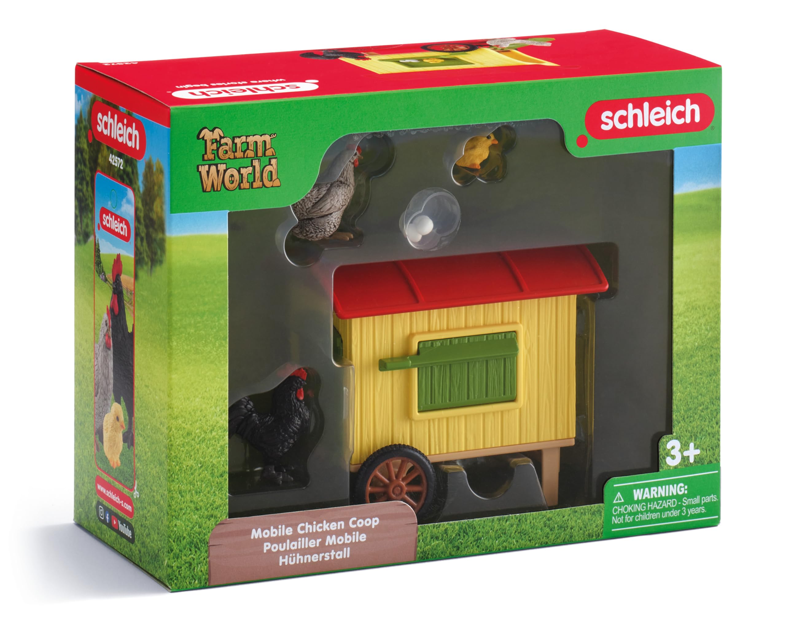 SCHLEICH FARM WORLD Mobile Chicken Coop Playset - 5 Pieces | Ages 3+ | Multi-coloured Plastic