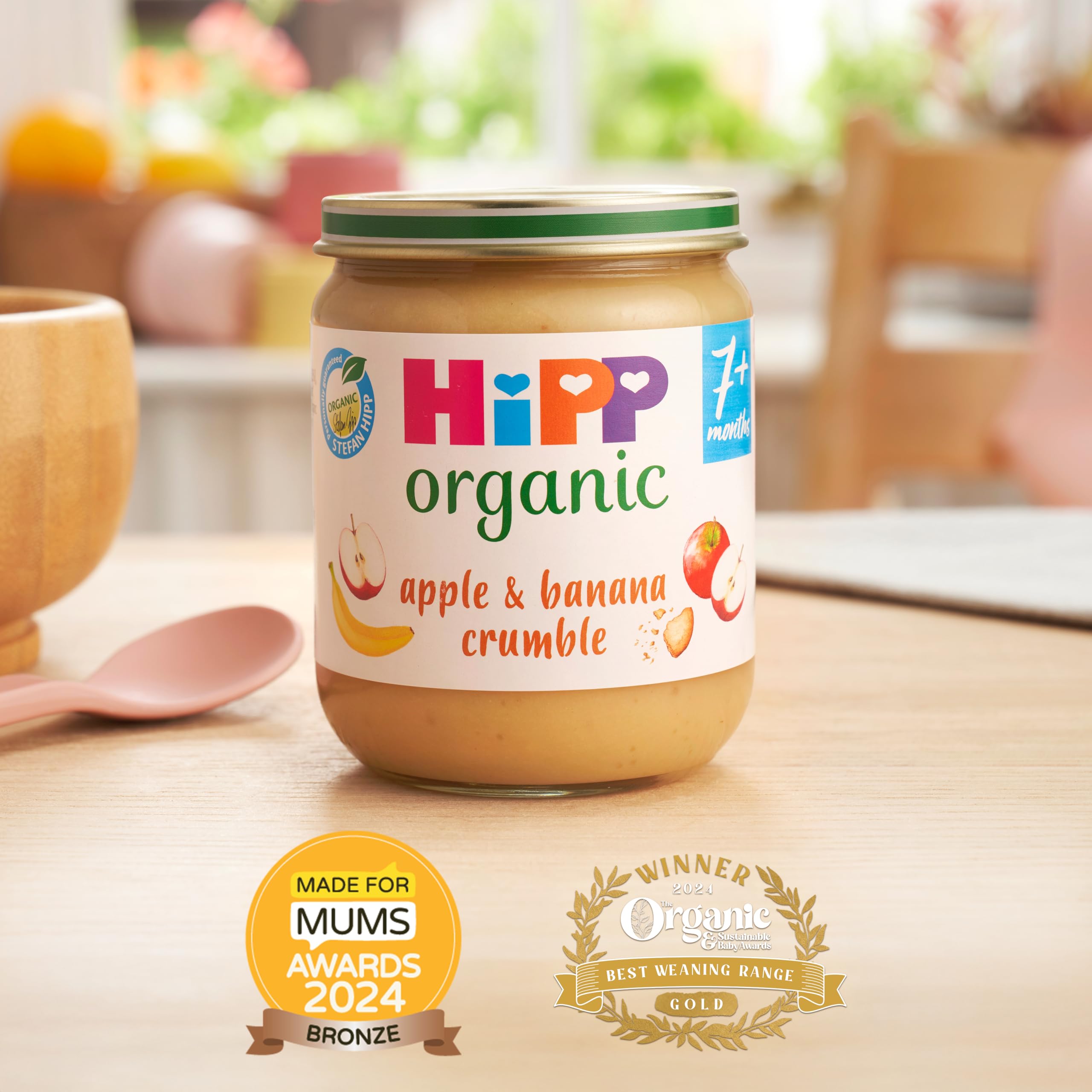 HiPP Organic Apple & Banana Crumble Baby Food Pots - 7+ Months, 6 x 160g Pack