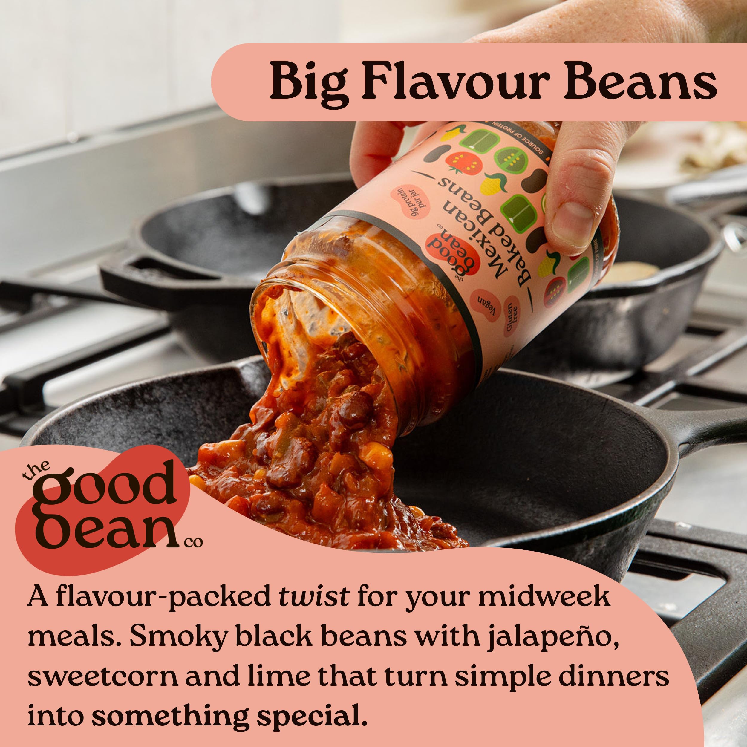 The Good Bean Company Mexican Baked Beans with Black Beans & Chilli Kick | 350g 2