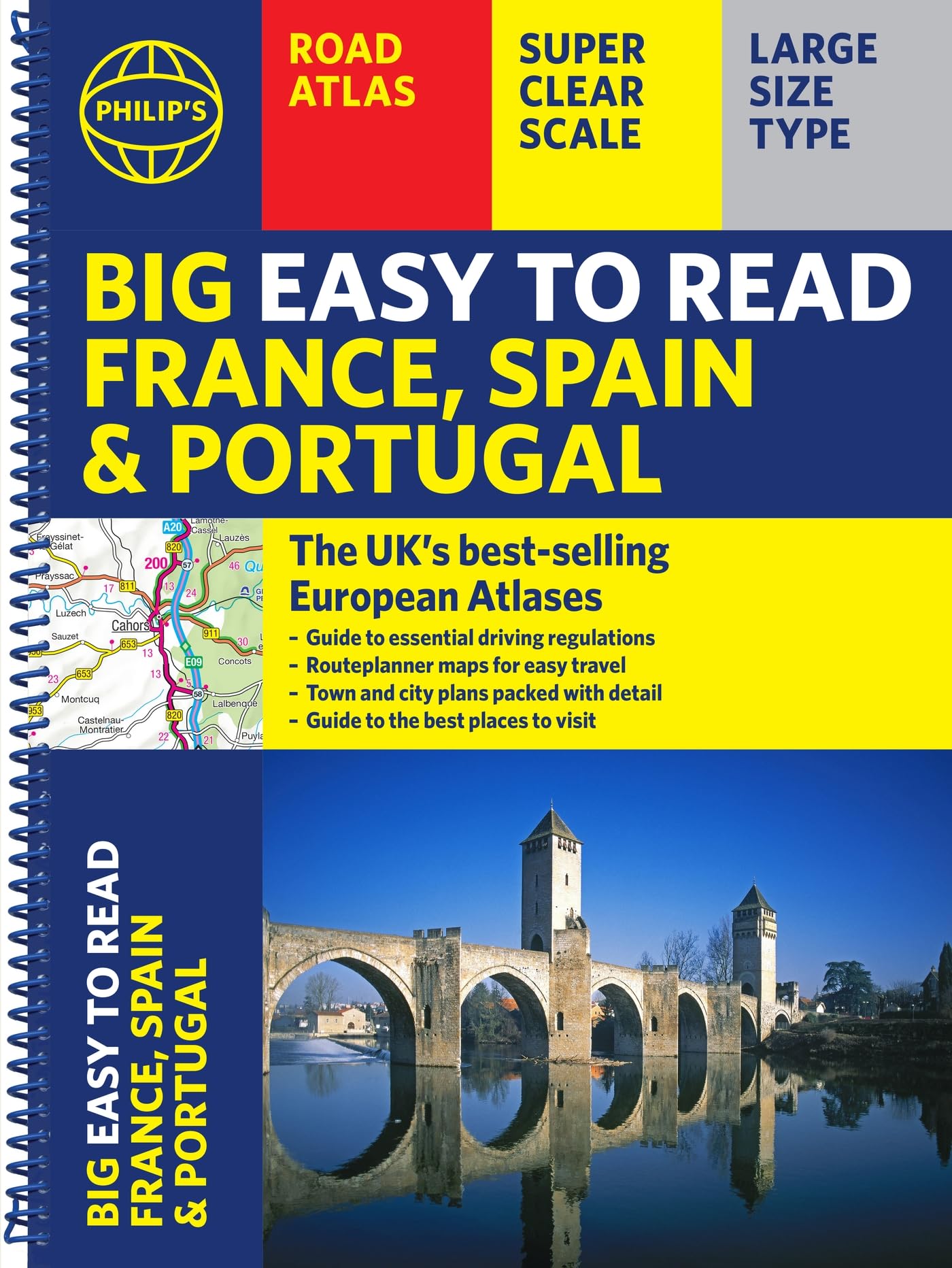Philip's Big Easy to Read France, Spain & Portugal Road Atlas | Spiral Bound | English