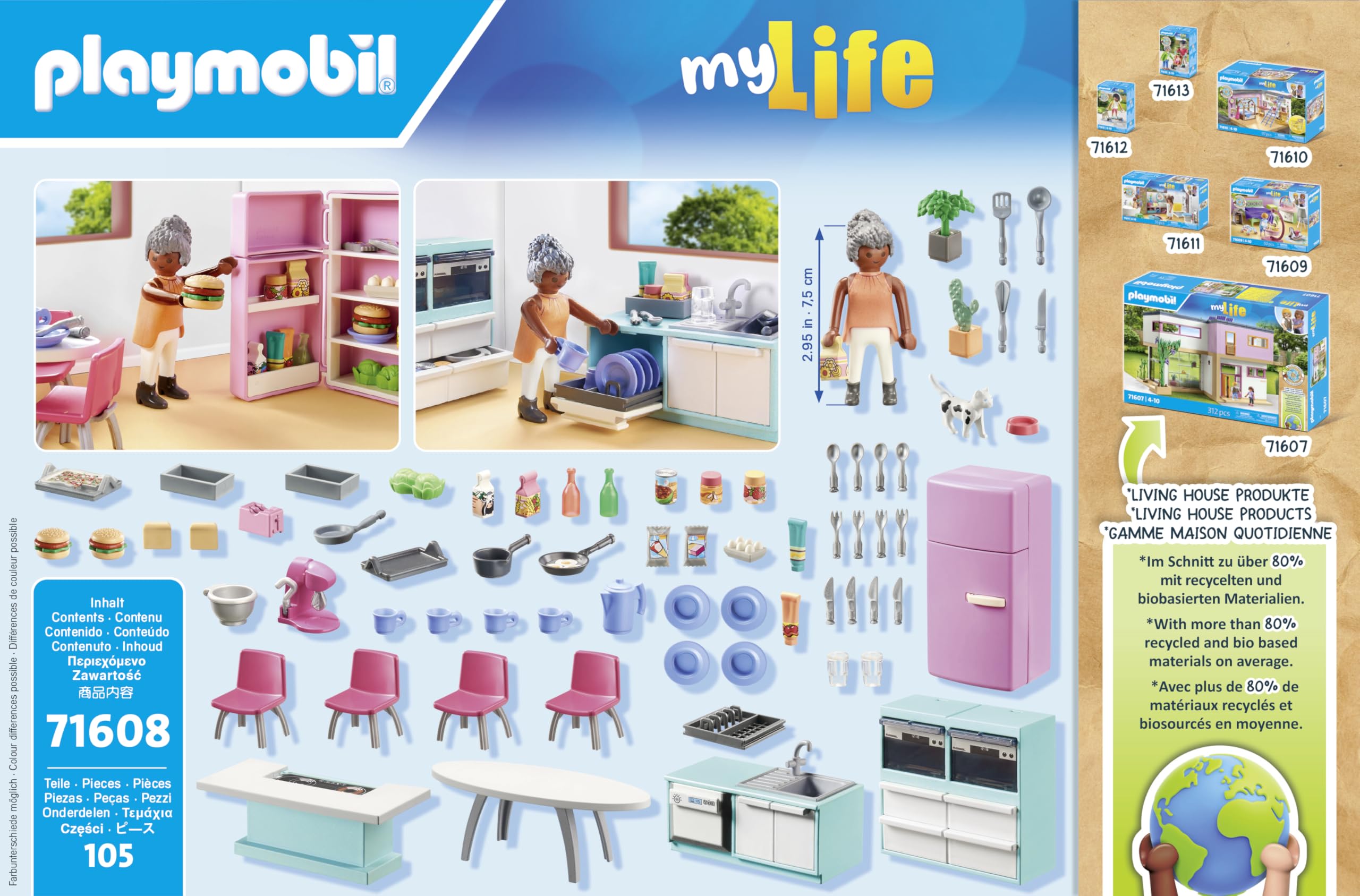 Playmobil myLife Kitchen with Dining Place Playset | 105 Pieces | Ages 4+ 5
