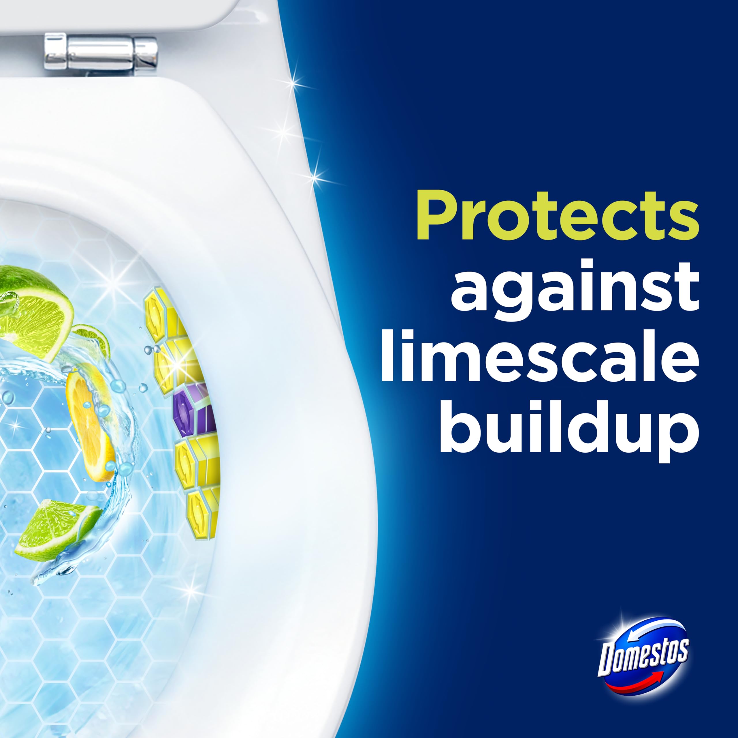 Domestos Power 5 Lime Toilet Rim Blocks - 2 Count (50g Each) | Limescale Prevention & Rich Foam 2