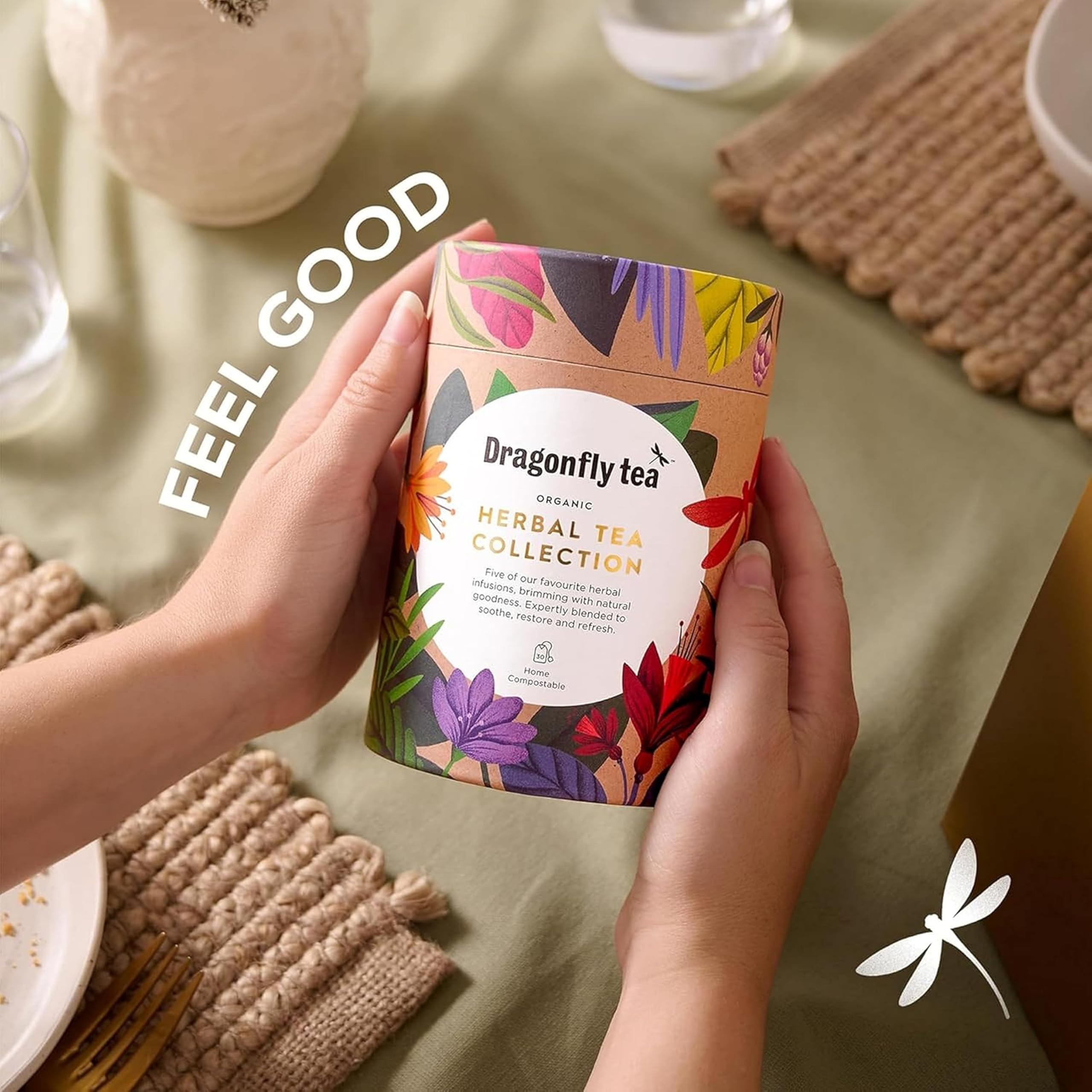 Dragonfly Tea Organic Herbal Tea Gift Collection - 30 Tea Bags, Plastic-Free & Compostable Packaging 8