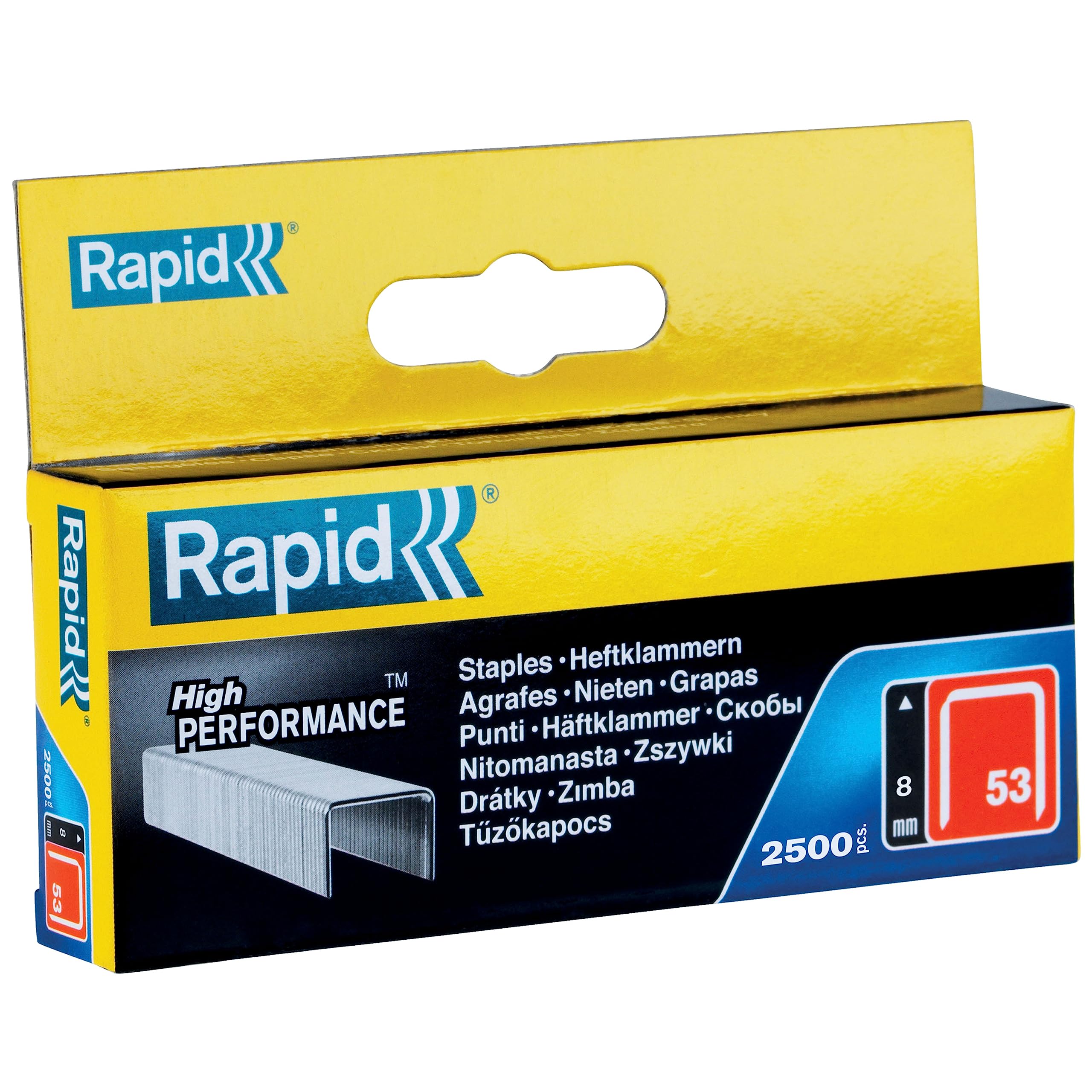 Rapid No.53 High Performance Staples - 8mm Leg Length, Galvanised, 2500 Pack | Model 11857025