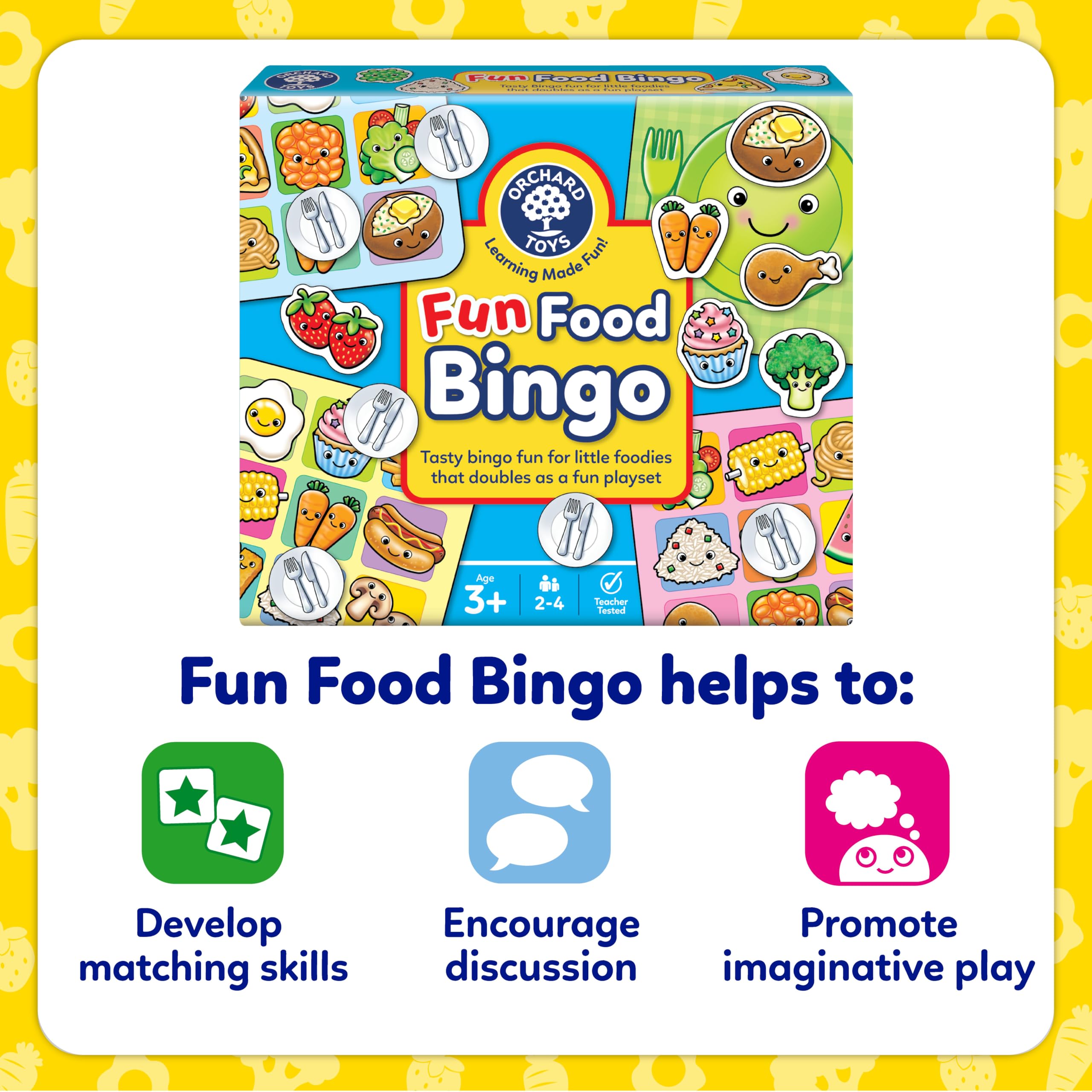 Orchard Toys Fun Food Bingo - Educational Matching Game for Ages 3+ | Includes 4 Double-Sided Boards 5