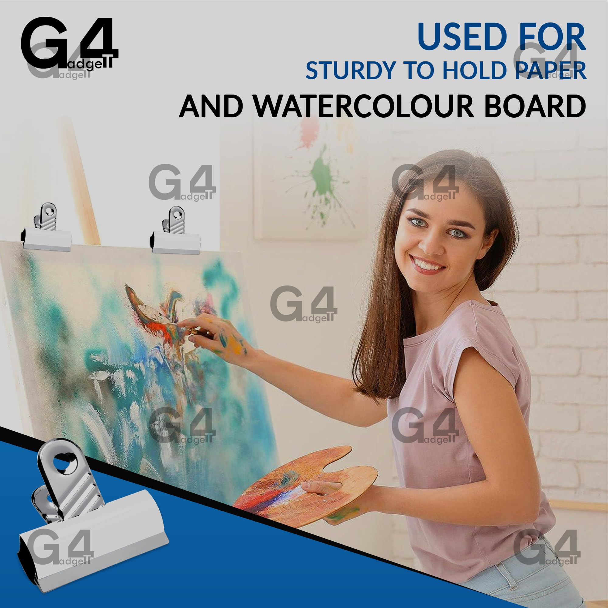G4GADGET Jumbo Bulldog Letter Clips - 70mm, 195 Sheet Capacity | Metal | White (Pack of 5) 2