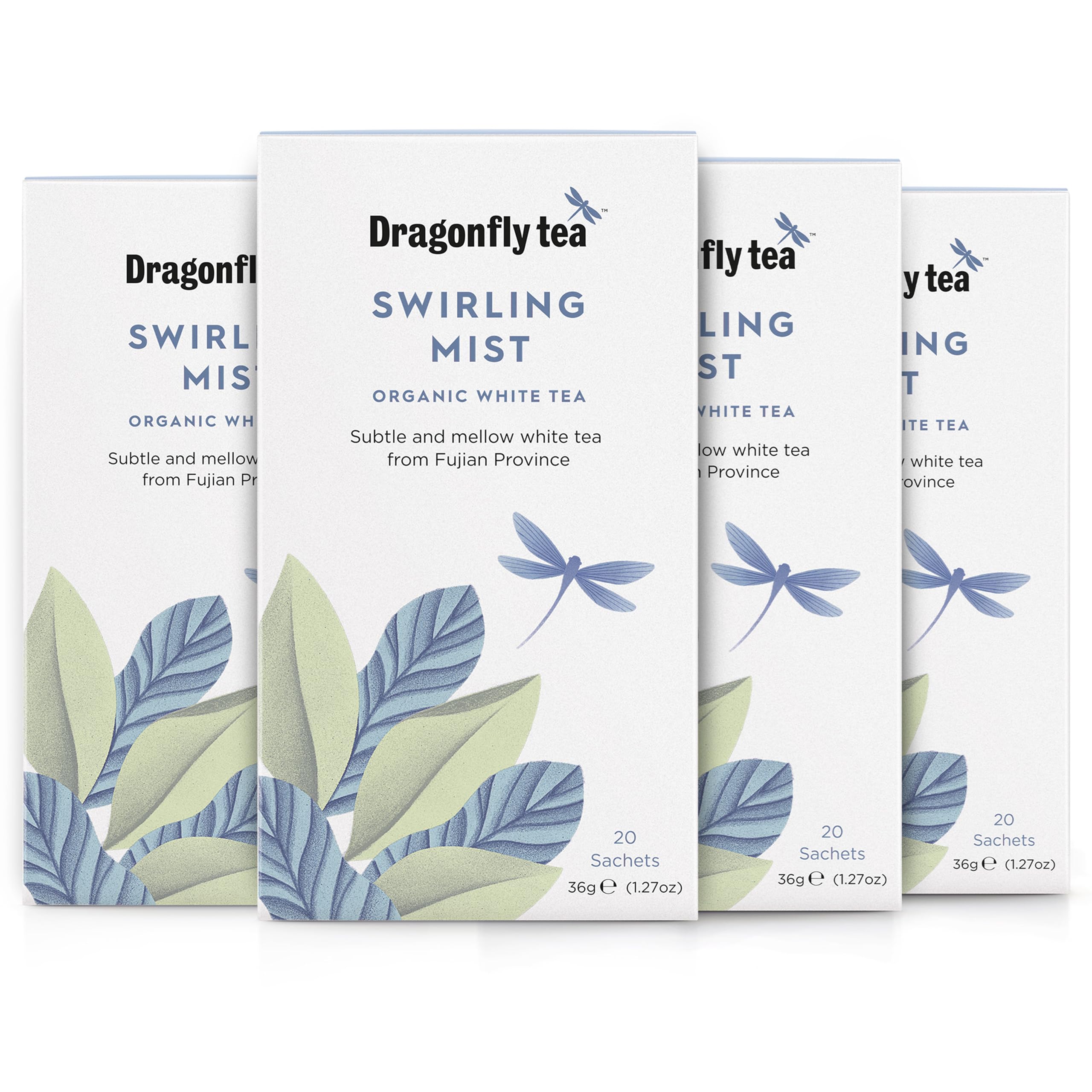 DRAGONFLY Swirling Mist White Tea - Organic Bai Mudan | 4 x 20 Teabags (80 Total) 1