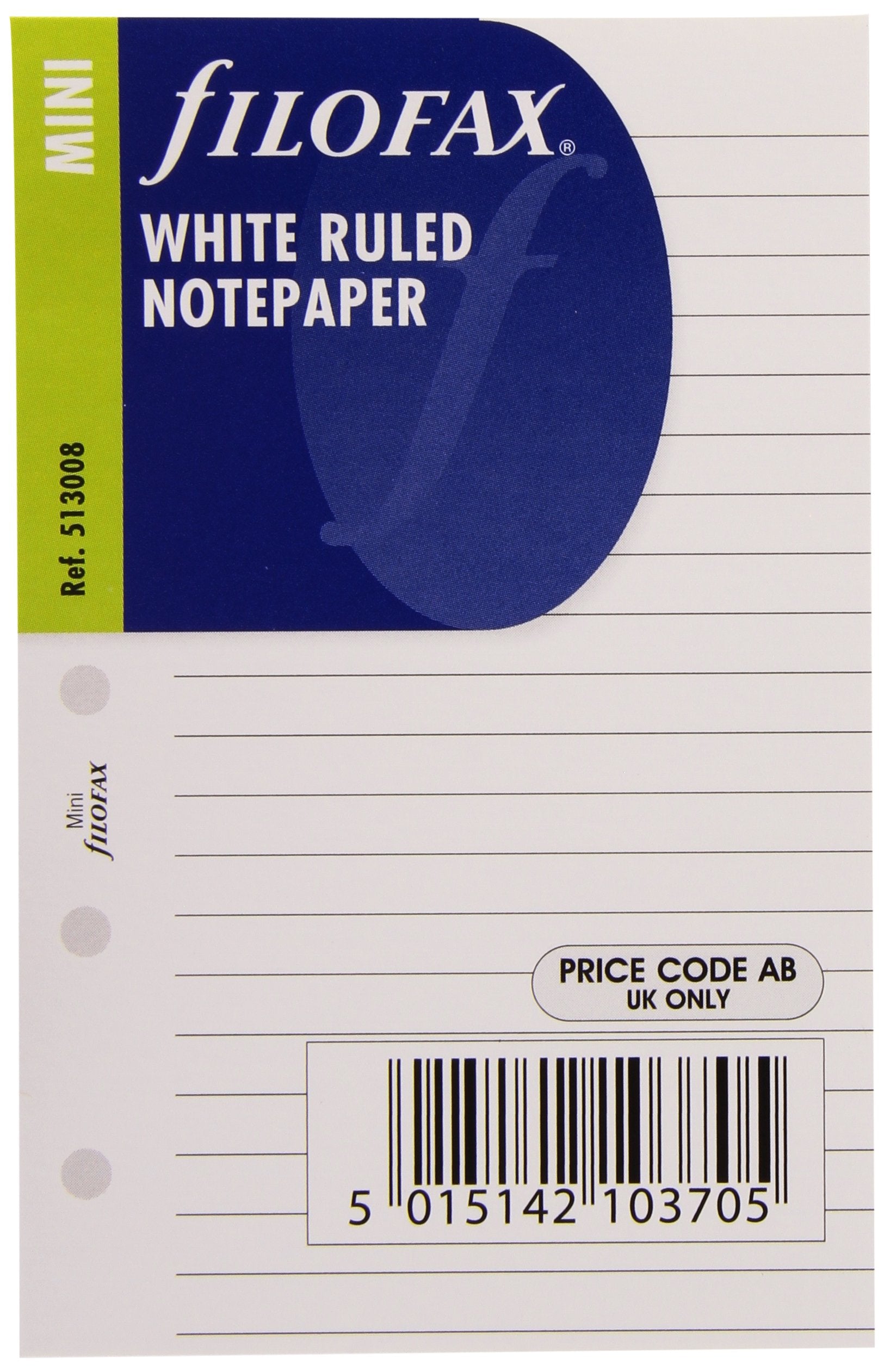Filofax Mini Ruled Notepaper Refill - 20 Leaves | 67mm x 105mm | White Paper