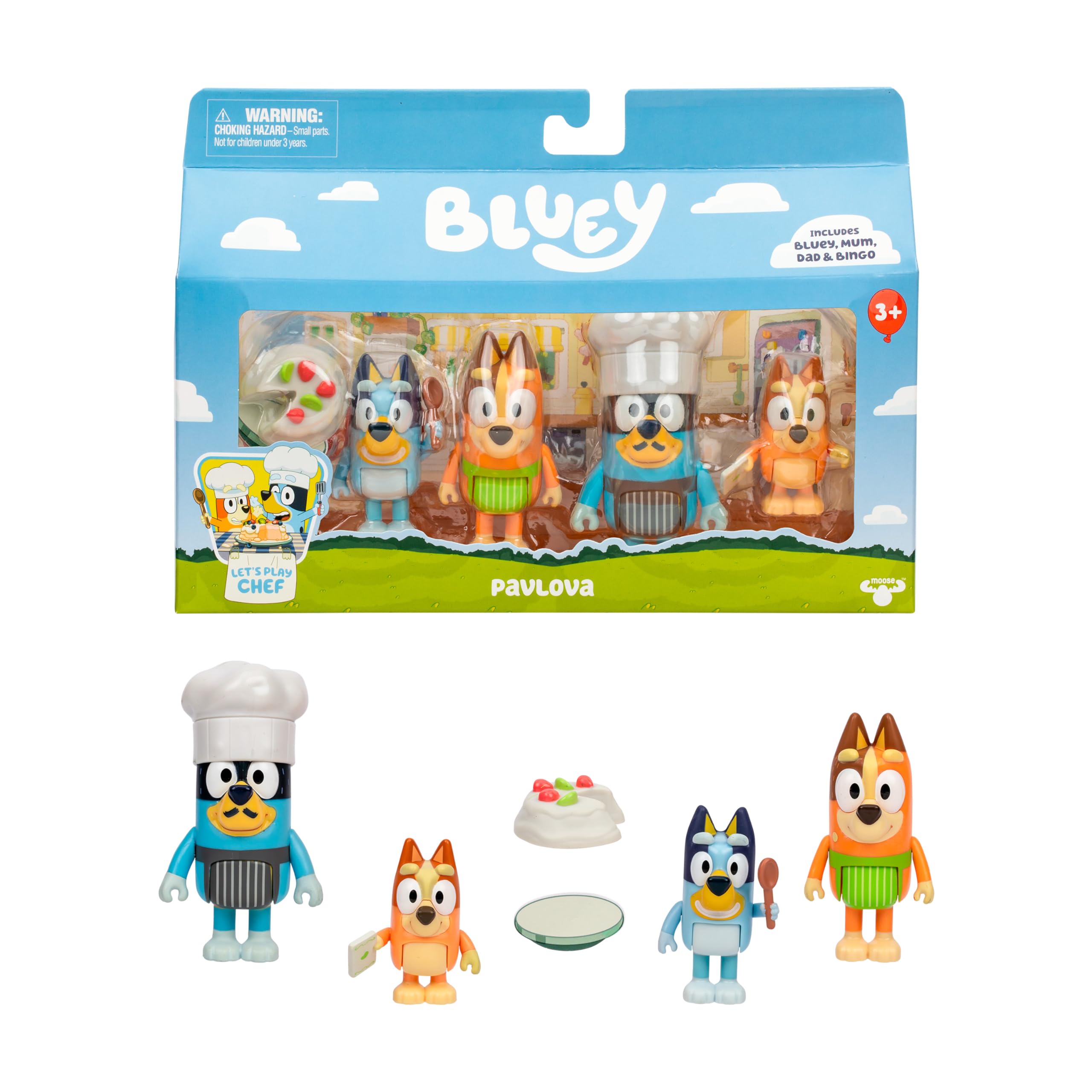Bluey It's Time For Pavlova 4 Pack Figure Set - 2.5-3 Inches Tall | Articulated Limbs 1