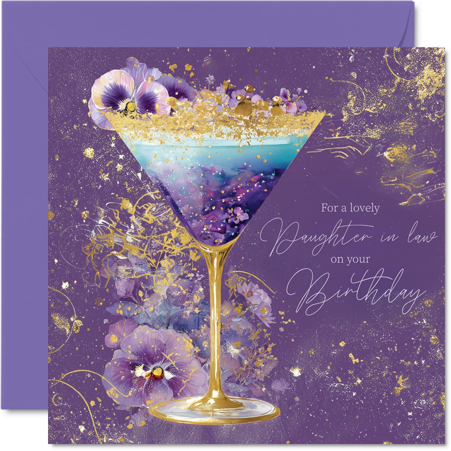 Stuff4 Daughter in Law Birthday Card - Golden Cocktail Design | 145mm x 145mm
