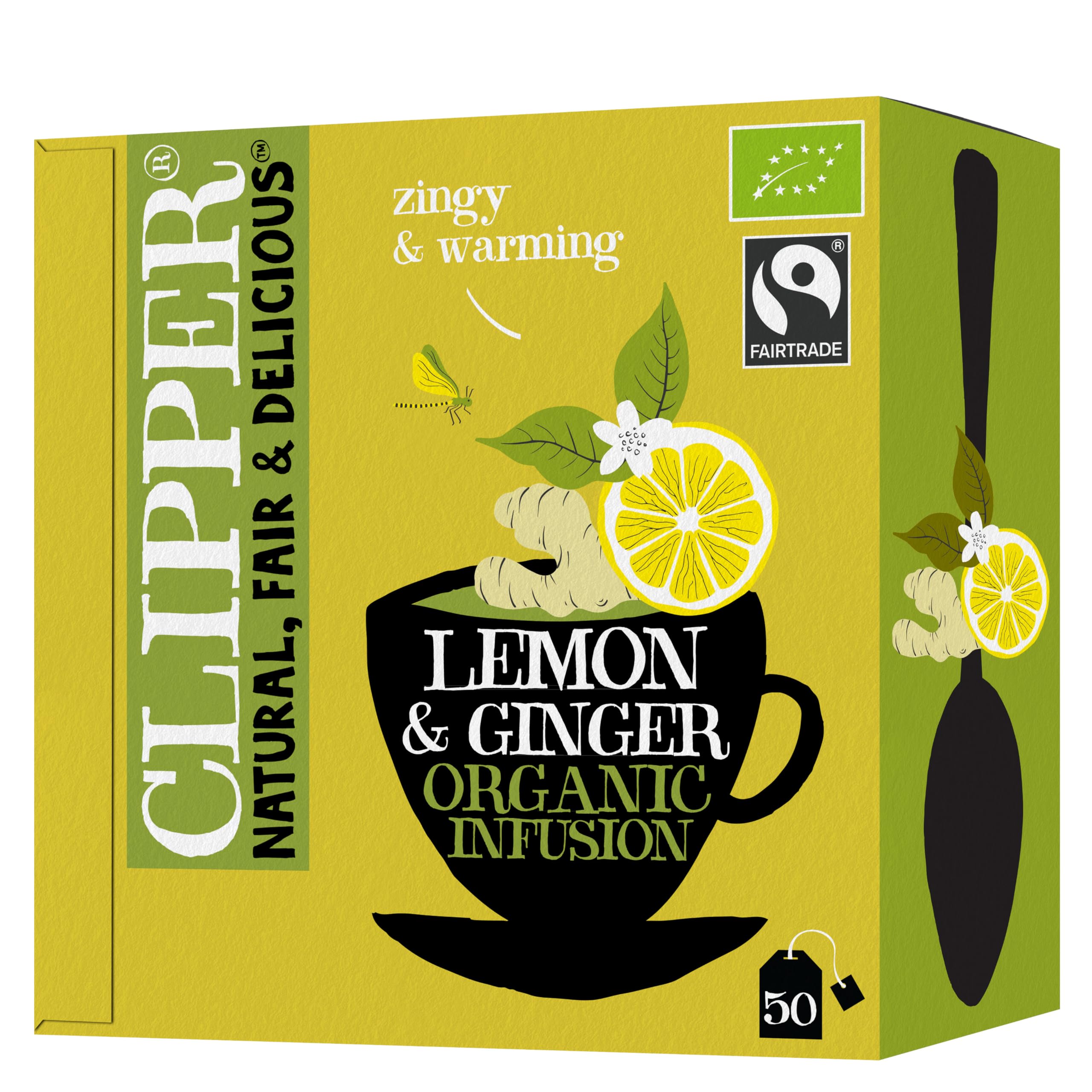 Clipper Natural, Fair & Delicious Organic Lemon and Ginger Herbal Tea Bags - 50 Count, Caffeine-Free 1