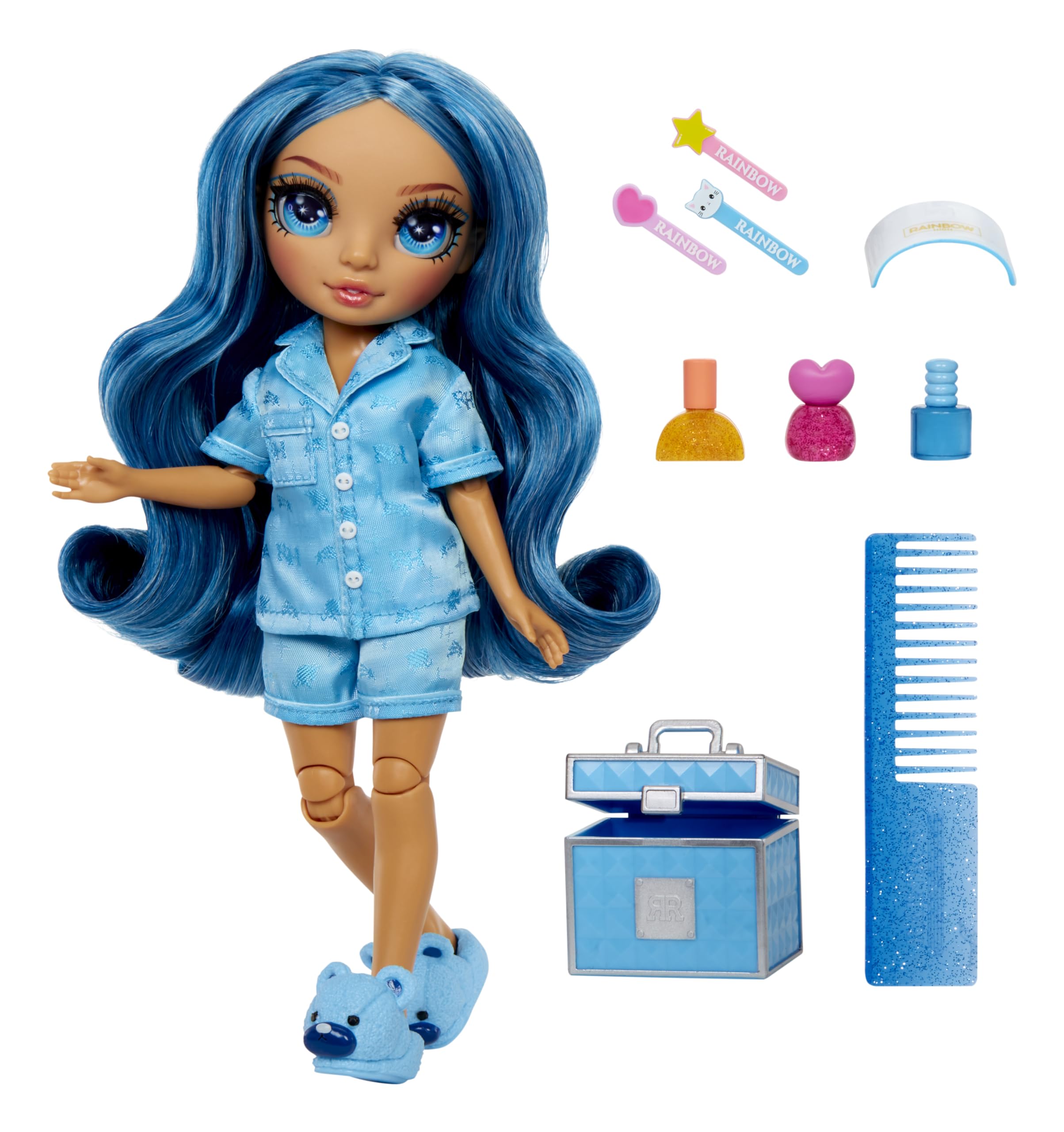 Rainbow High Junior High PJ Party - Skyler (Blue) - 22 cm Posable Doll with Nail Art Accessories - Ages 4-12 6