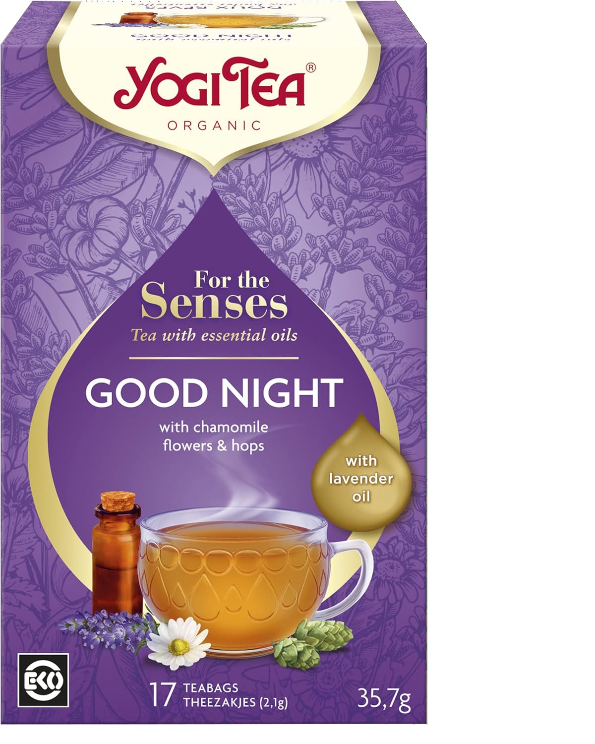 YOGI TEA - Good Night Organic Herbal Tea with Essential Oils, Blend of Lavender, Chamomile & Hops, Pack of 6 x 17 Bags 1
