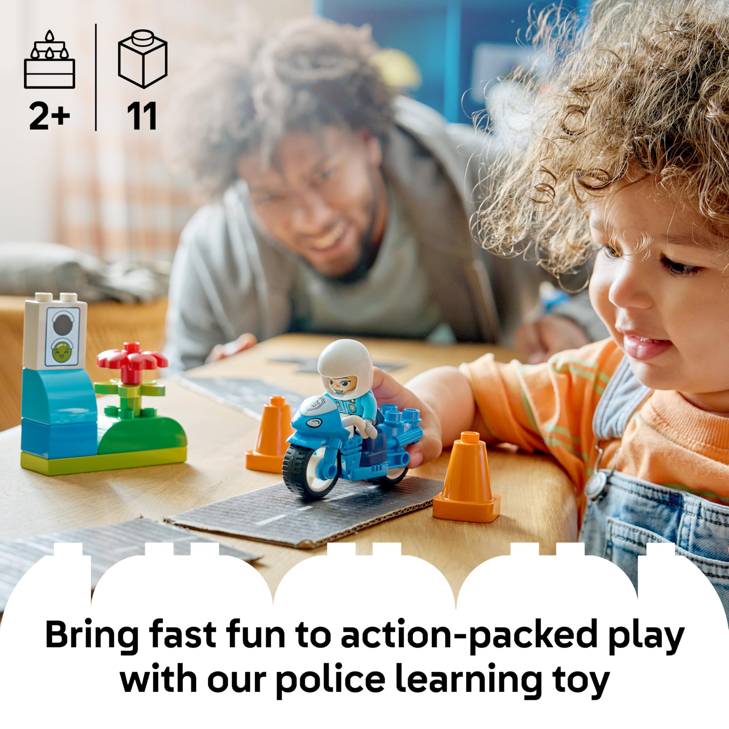 LEGO DUPLO 10471 Blue Police Motorcycle Building Set for Toddlers 2+ | Motor Skills & Traffic Learning 7