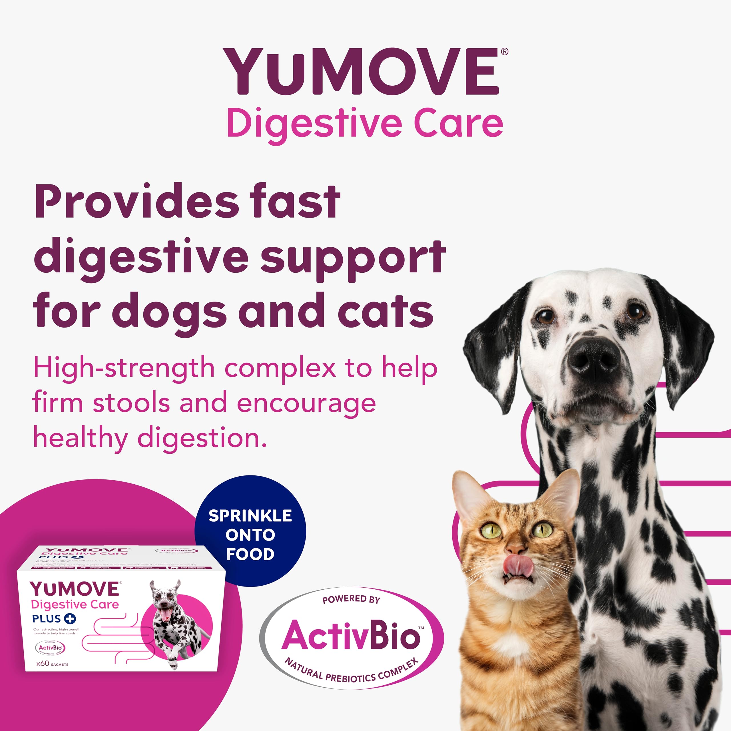 YuMOVE Digestive Care PLUS Pre and Probiotics Supplement for Dogs & Cats | 60 Sachets | Powder Form
