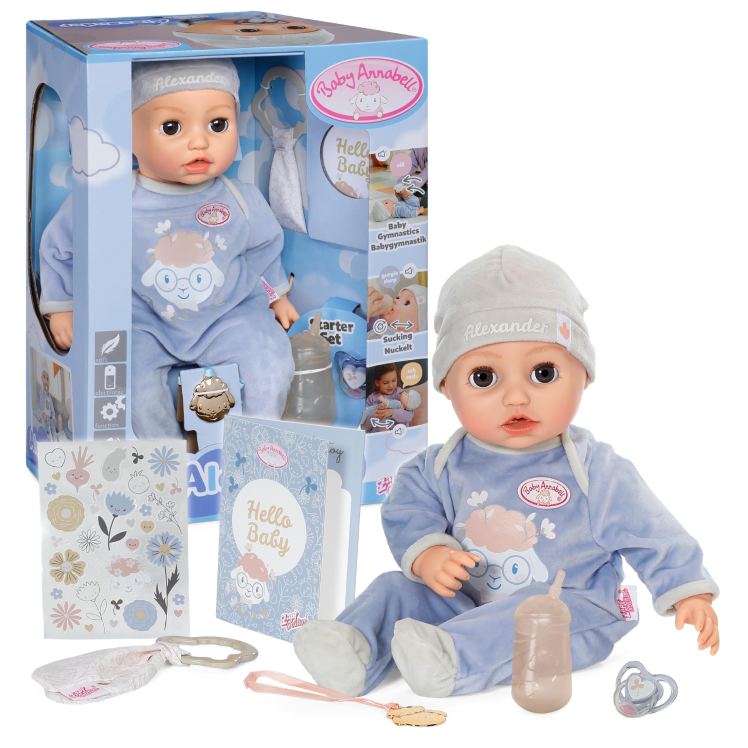Baby Annabell Interactive Alexander 43cm Soft Bodied Doll | Unisex Children | Ages 3+