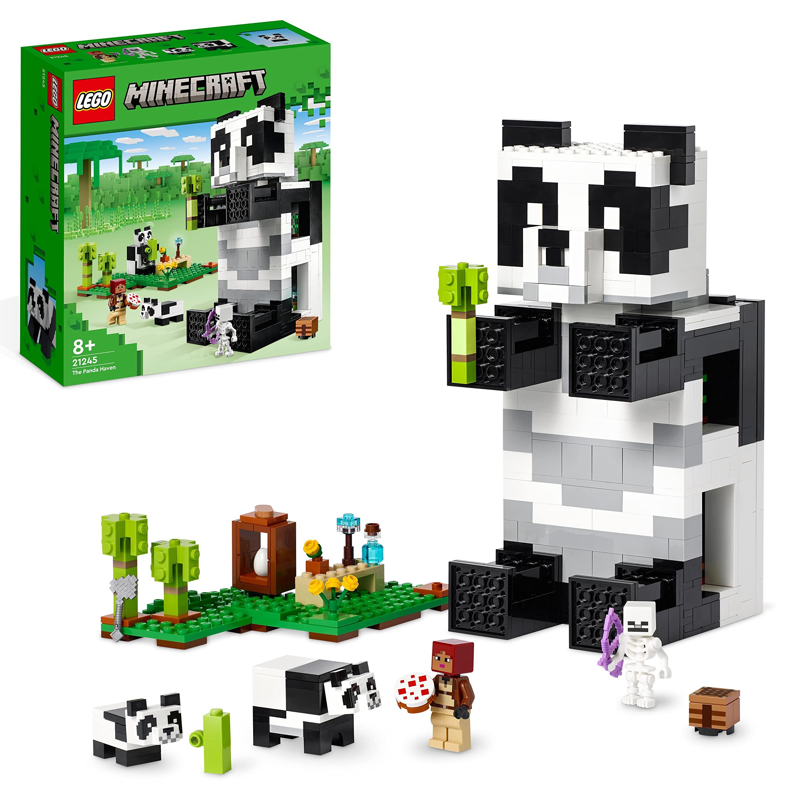 LEGO 21245 Minecraft The Panda Haven Set - 3-Floor Movable Panda House Playset for Kids 8+ 9