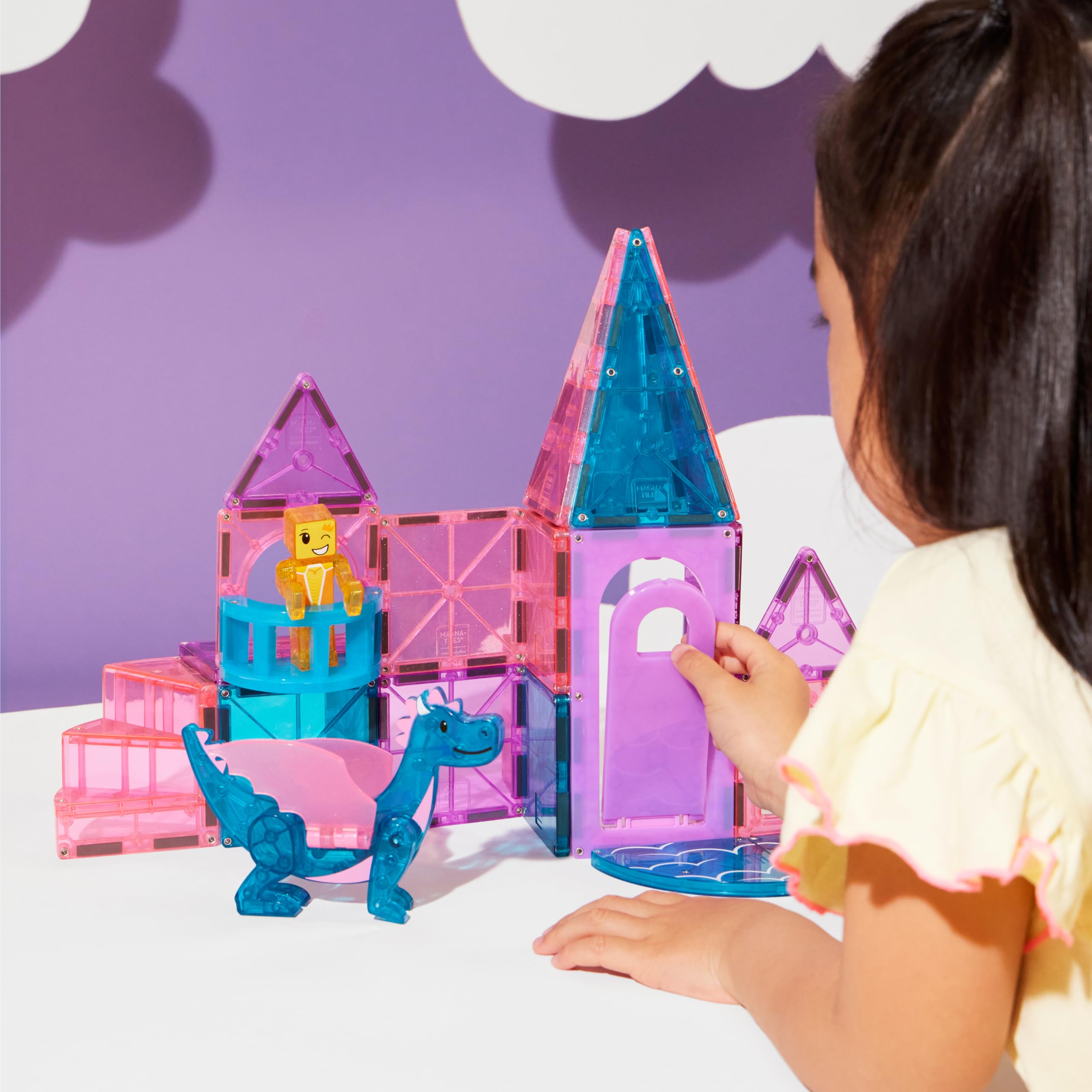 Magna-Tiles Castle 25-Piece Magnetic Construction Set - Drawbridge & Dragon Figures for Ages 3+ 5