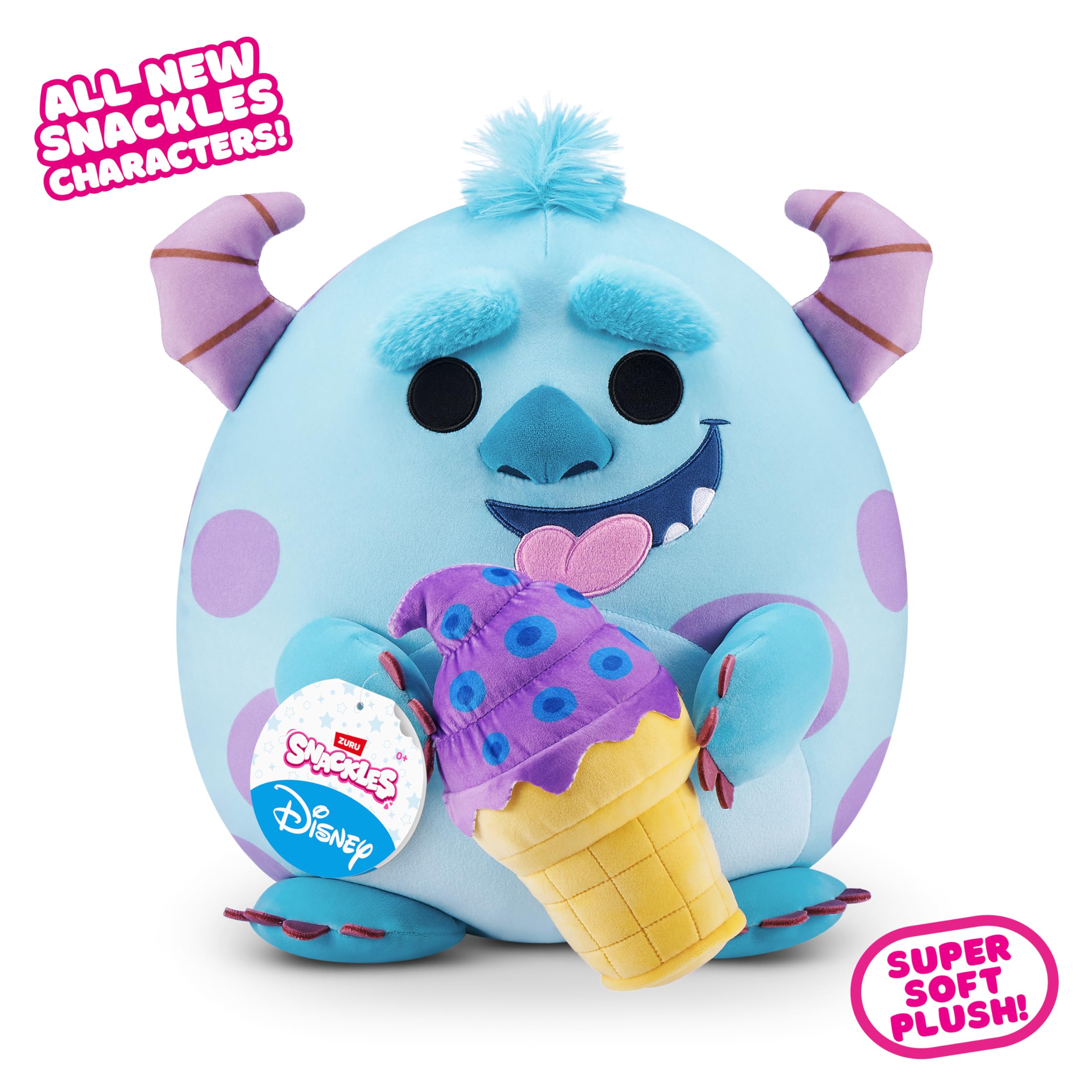 Snackles Disney Sulley 14-inch Plush Toy with Snack Accessory - Super-Soft Stuffed Animal for Kids 5