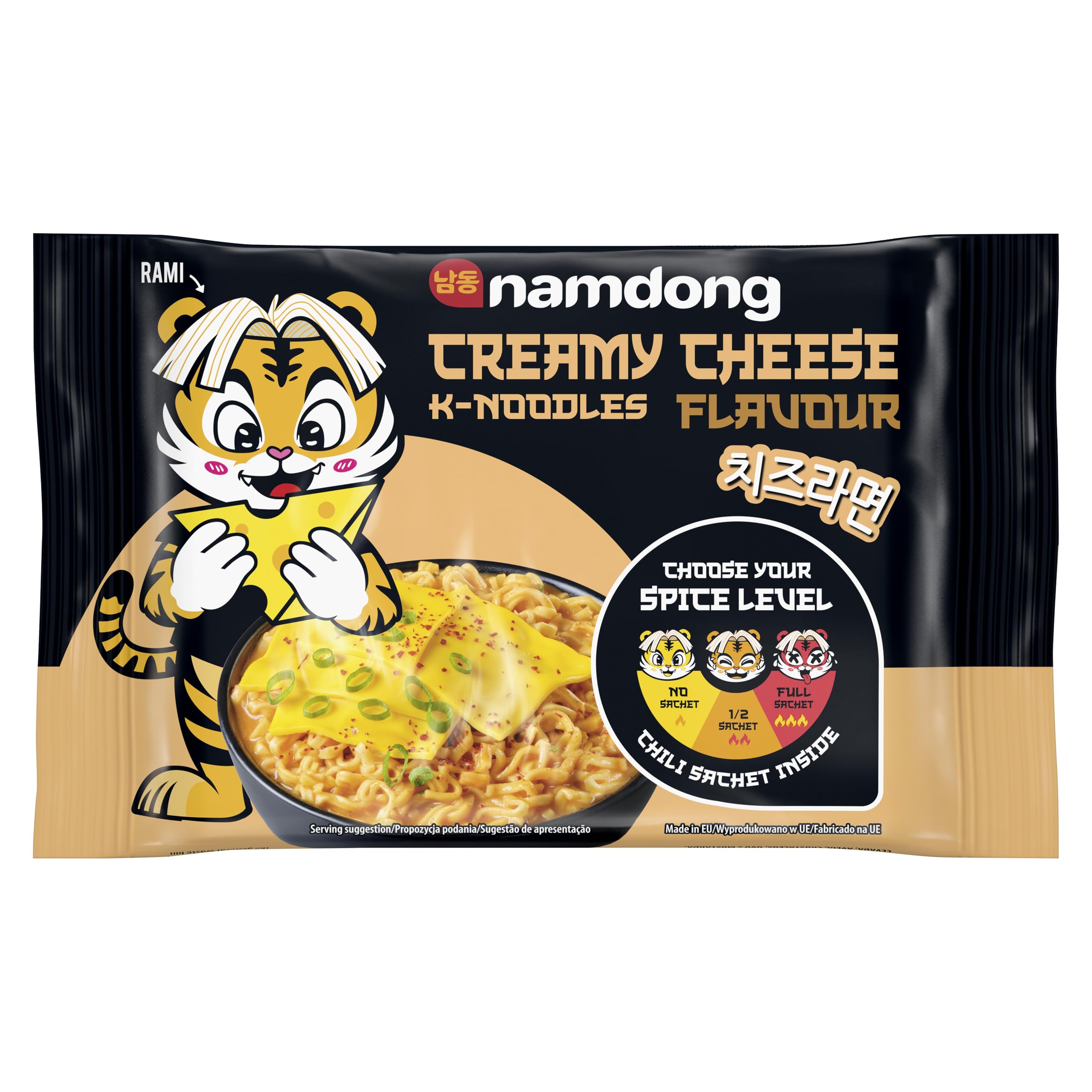 Namdong Creamy Cheese Instant Noodles - Korean Style Ramen with Adjustable Spice Level