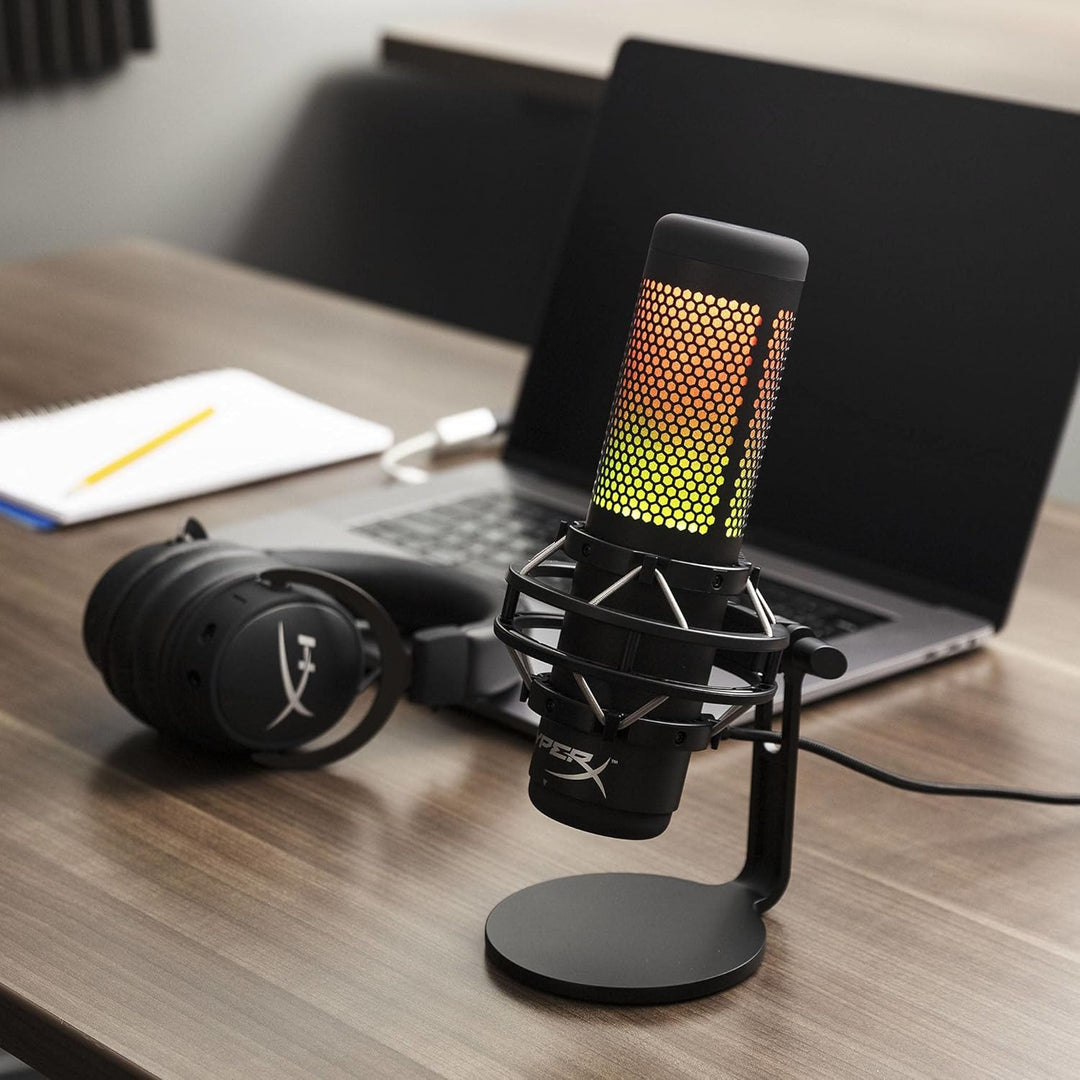 HyperX QuadCast S – RGB USB Condenser Microphone for PC, PS4, and Mac with Anti-Vibration Shock Mount, Built-in Pop Filter, and Customizable RGB Lighting