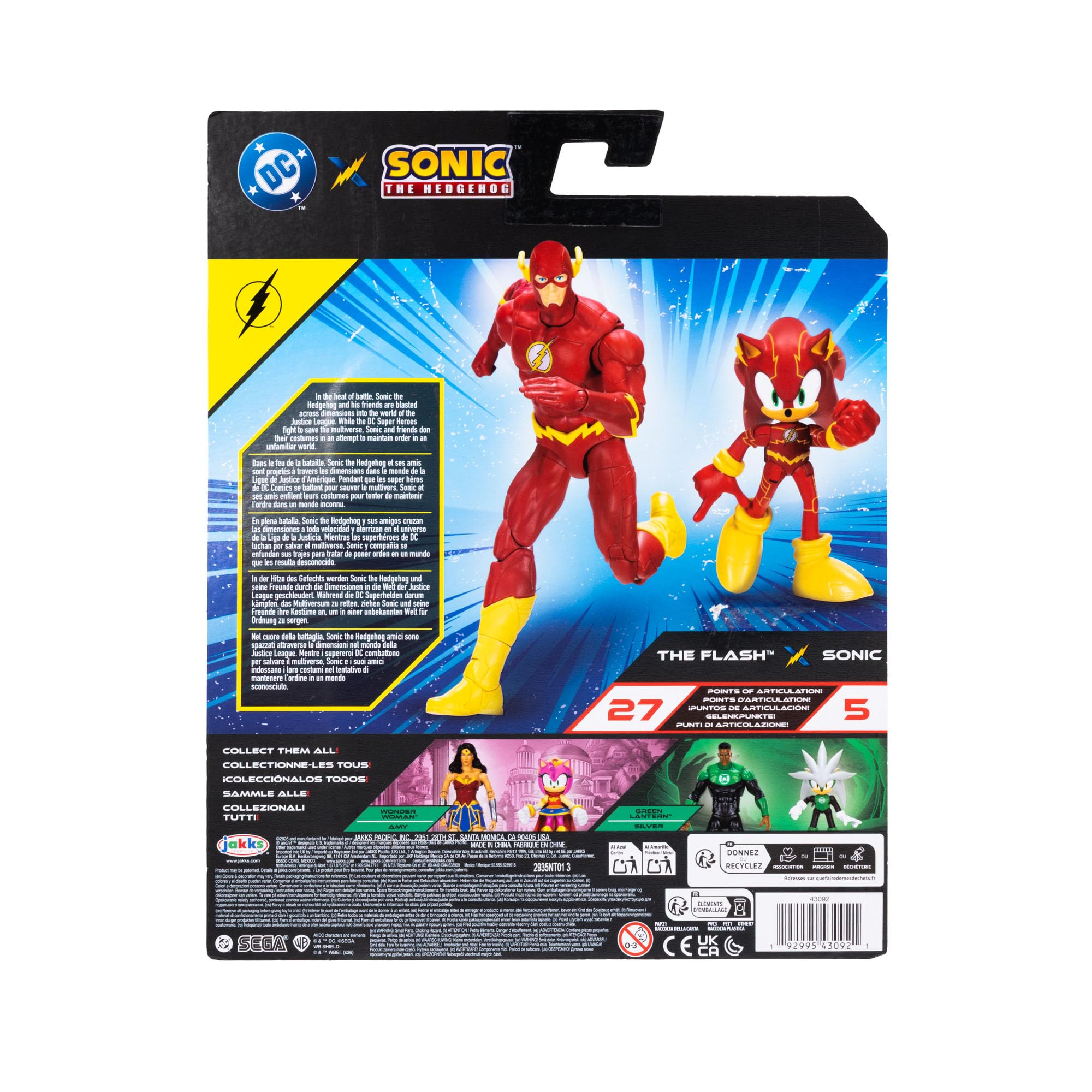 Sonic The Hedgehog DC Crossover Action Figure Multipack: Sonic as The Flash & Classic The Flash | 2.5" & 5" 5