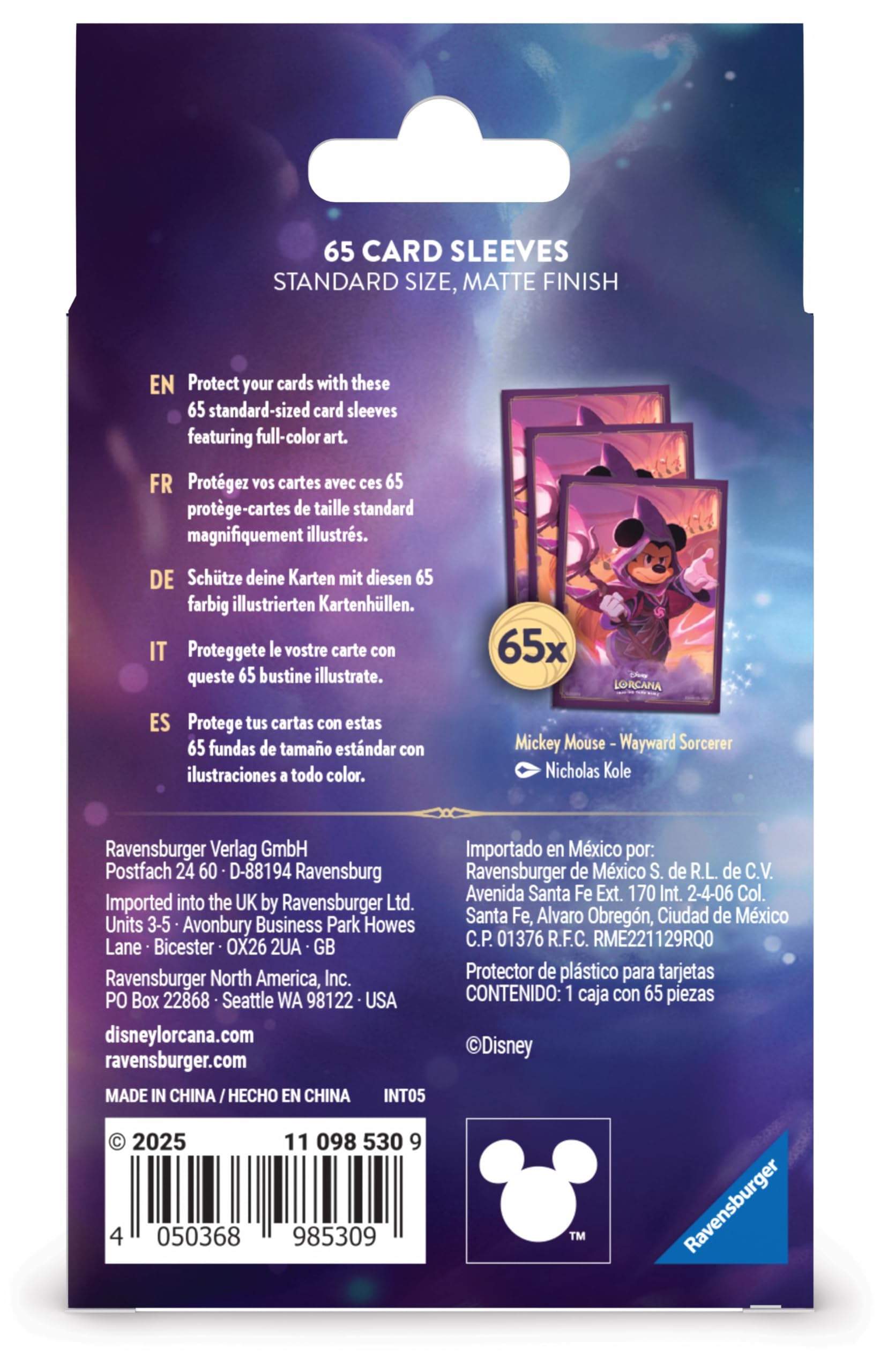 Ravensburger Disney Lorcana Trading Card Game Mickey Mouse Card Sleeves | 65 Count | Matte Finish 6