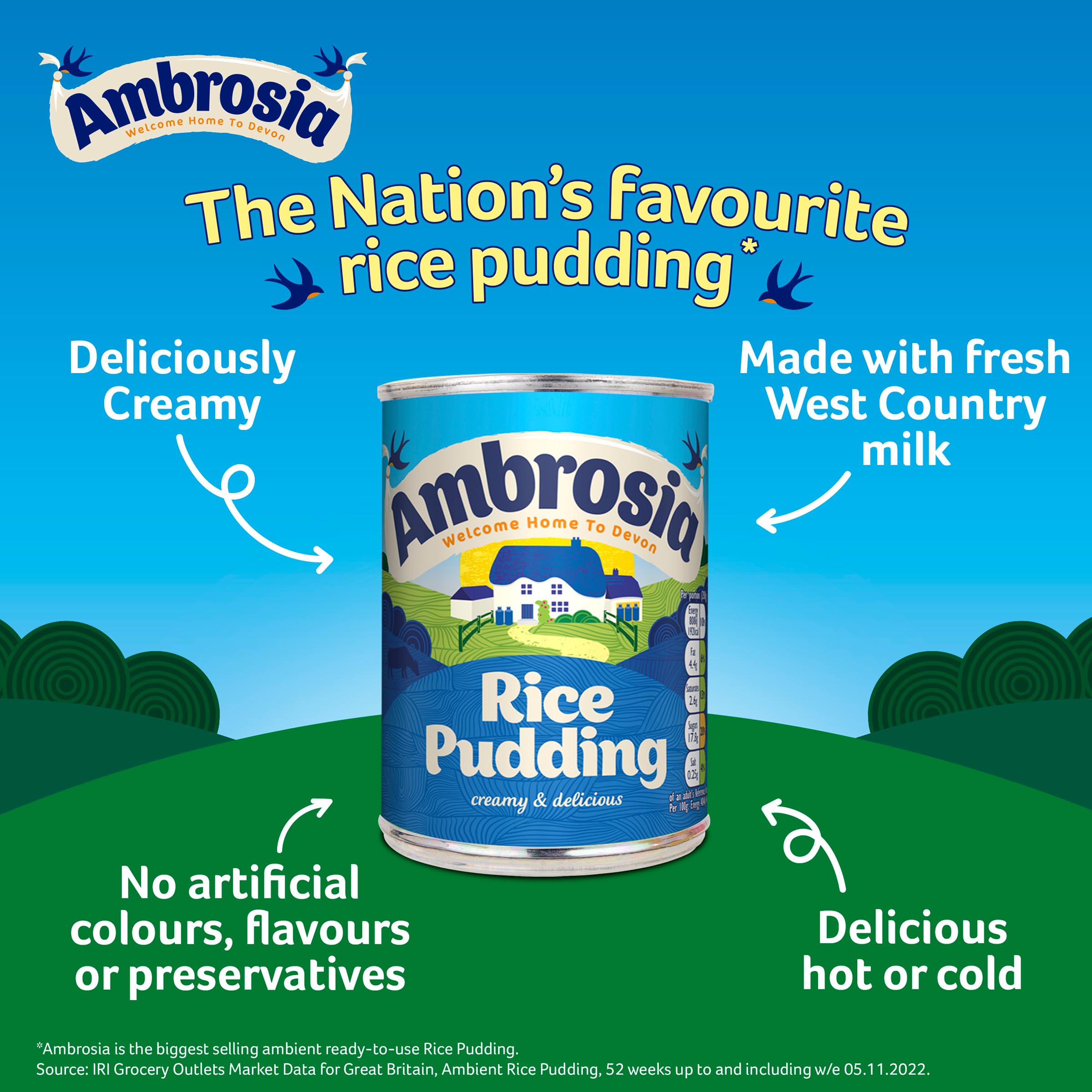 Ambrosia Devon Original Rice Pudding - Ready-to-Eat Creamy Dessert | 400g Can 3
