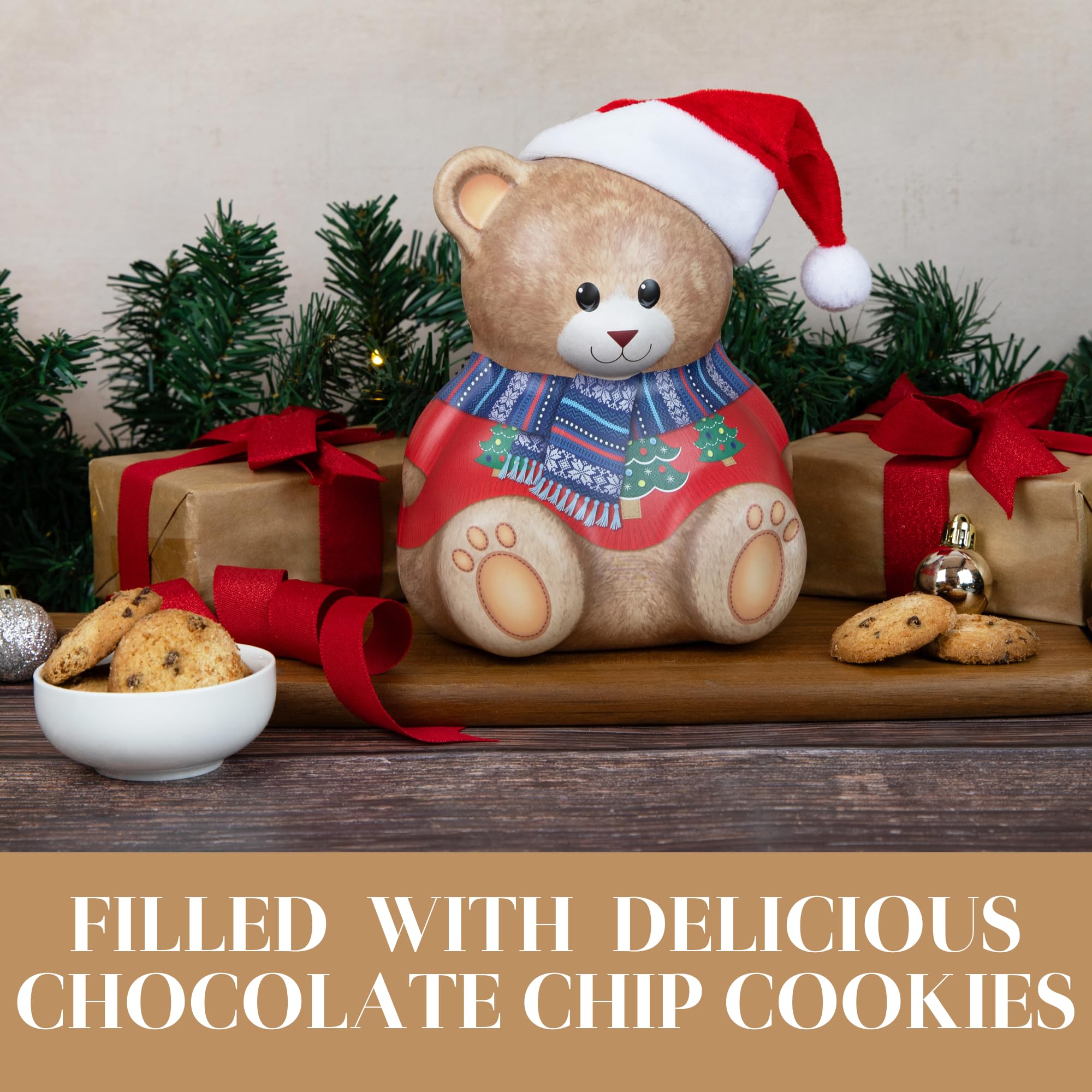 The Silver Crane Co. - Christmas Bear with Hat Gift Set Biscuit Tin 5