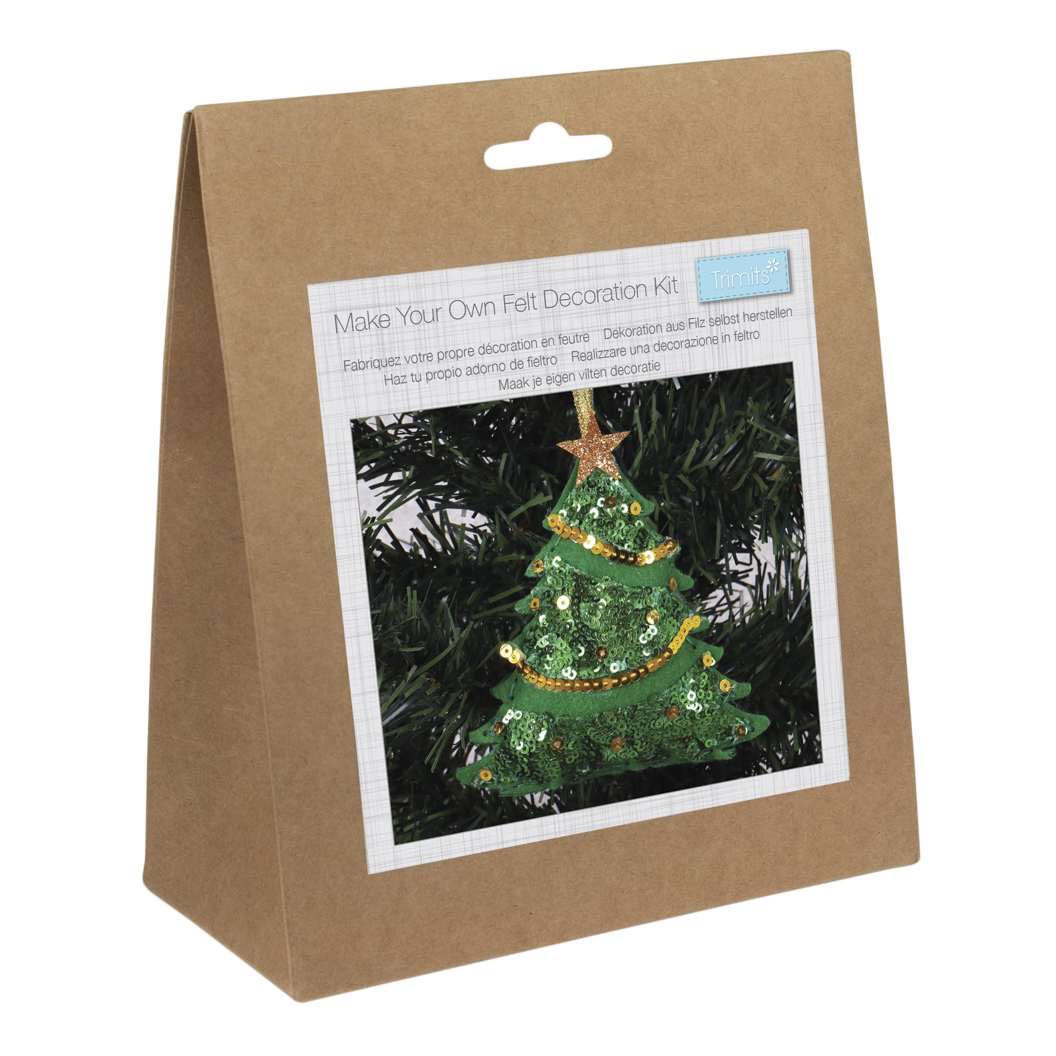 Trimits Christmas Felt Decoration Kit - Sequin Tree | Complete Sewing Kit for Beginners