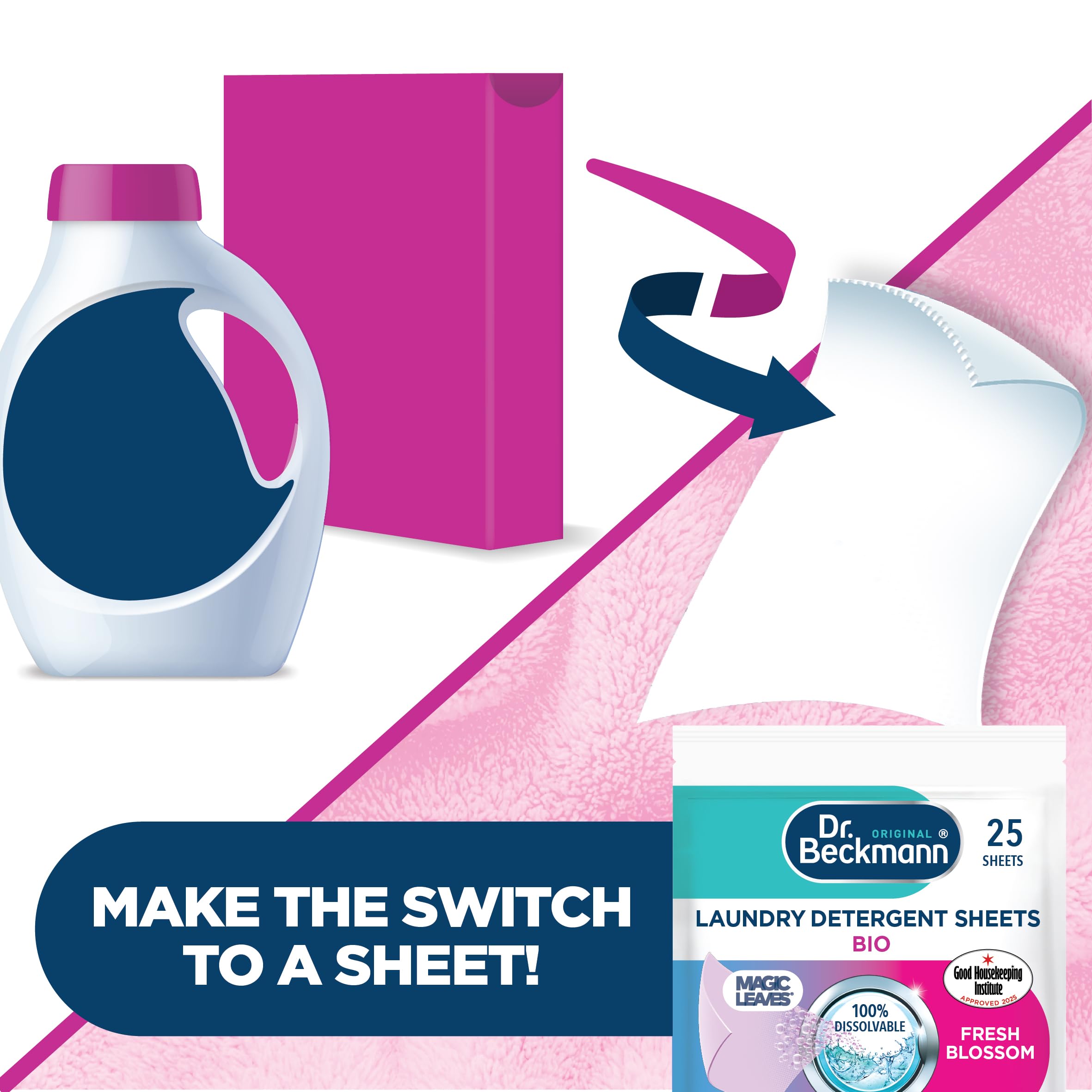 Dr. Beckmann MAGIC LEAVES BIO Laundry Detergent Sheets Fresh Blossom | Pack of 25 | Climate Neutral 5
