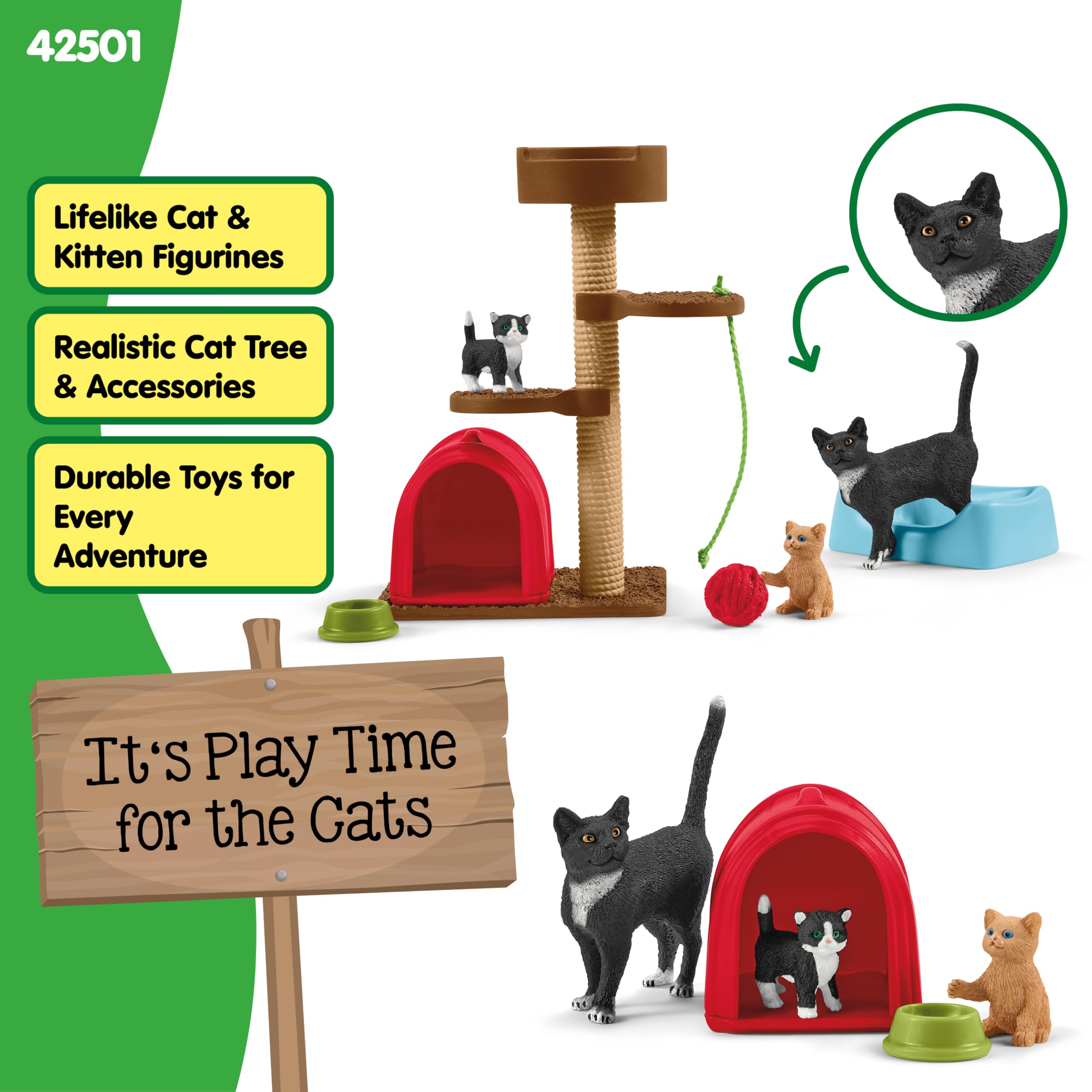 SCHLEICH Playtime for Cute Cats Farm World Playset - Imaginative Play for Kids 3+ 10