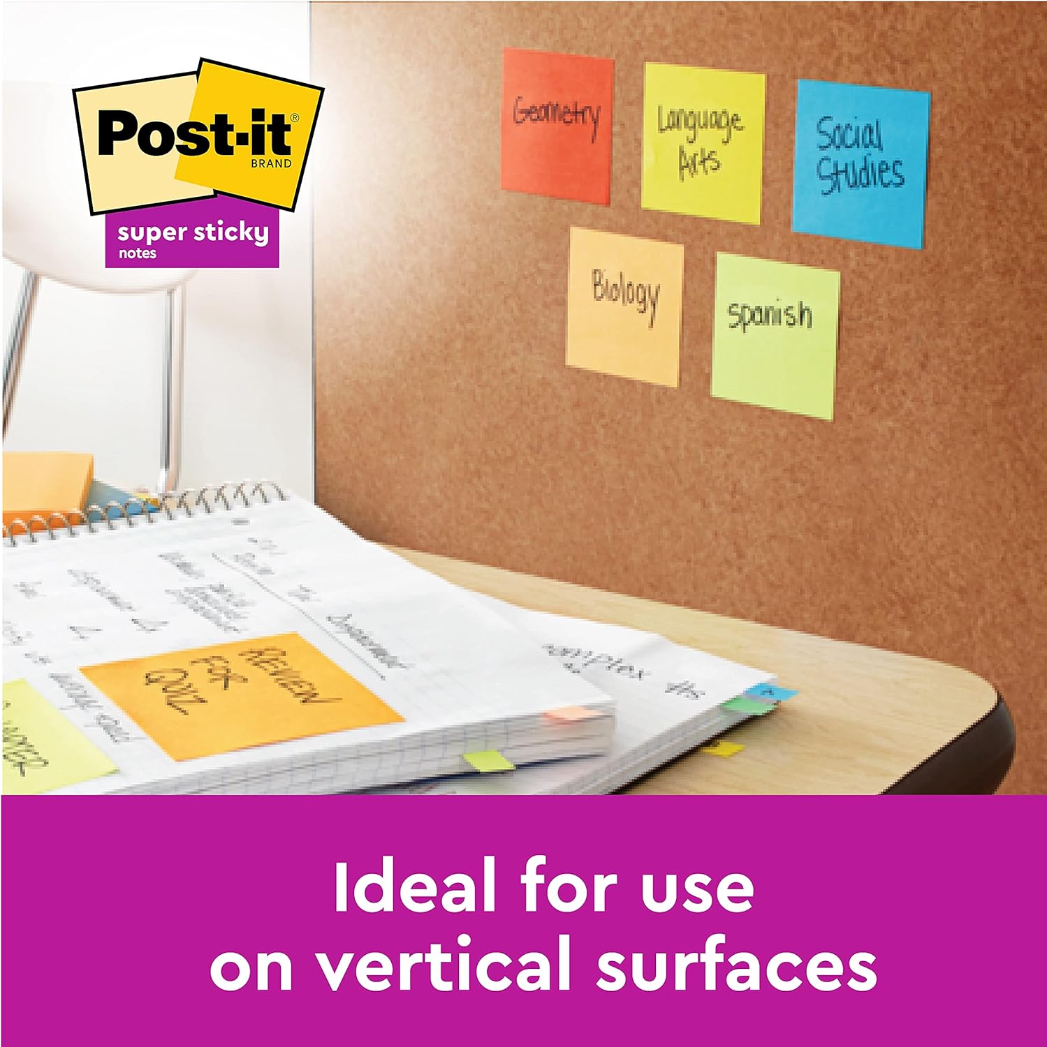 Post it Notes Super Sticky Notes Value Pack, 76 x 76 mm, Assorted Colours, Pack of 24 (90 Sheets Per Pad) 7