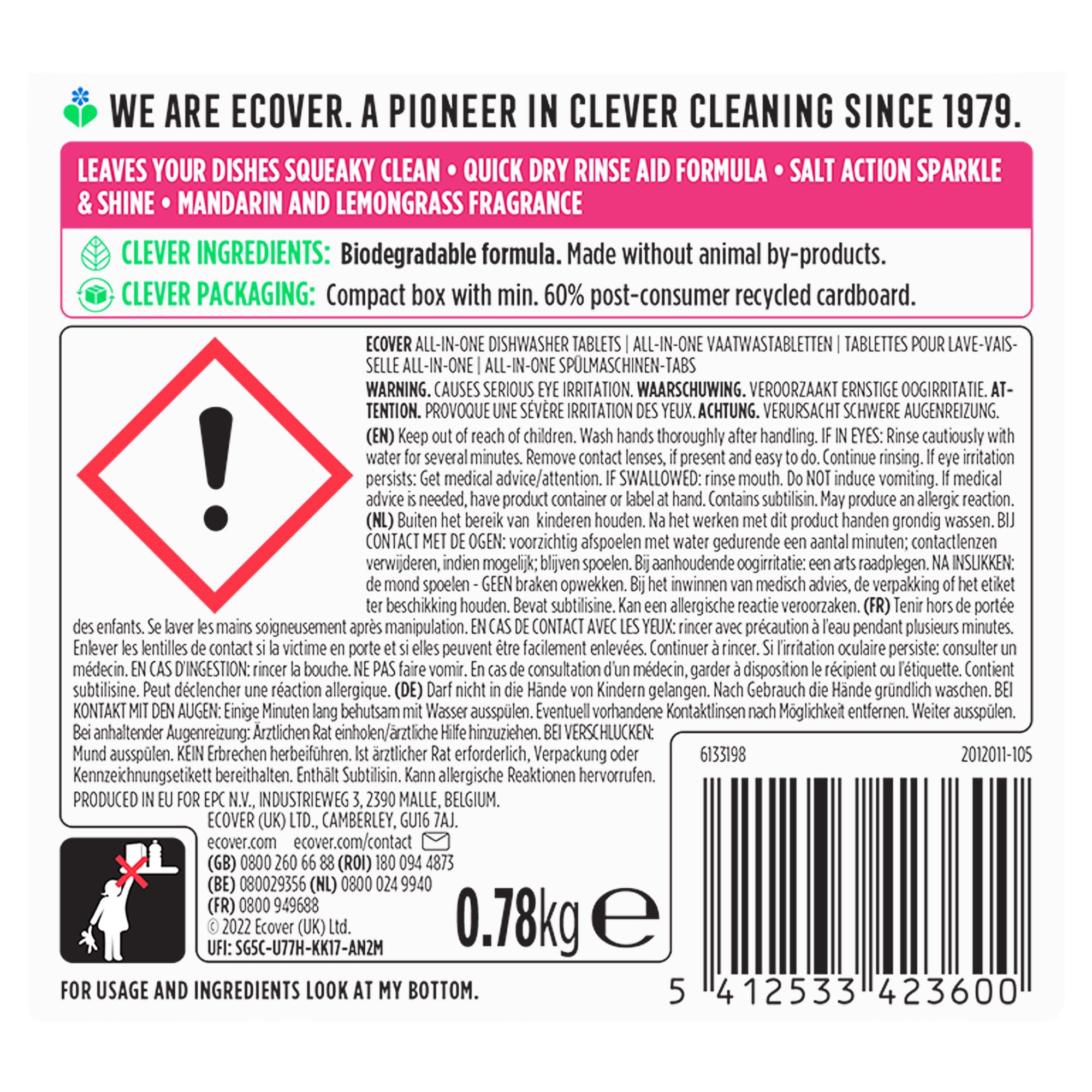 Ecover All-In-One Dishwasher Tablets with Salt & Rinse Aid (788g) 9