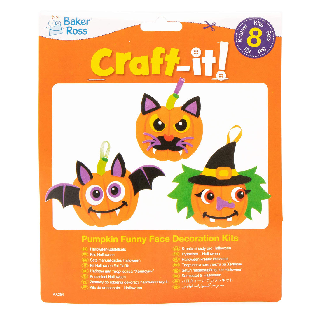 Baker Ross Pumpkin Mix and Match Halloween Decoration Craft Kits - Pack of 8