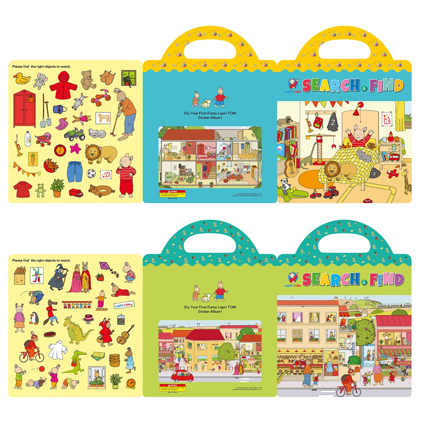 GUYUCOM Reusable 3D Sticker Book for Kids - Tom the Little Rabbit Theme | 2 Pack | Ages 2+ 1
