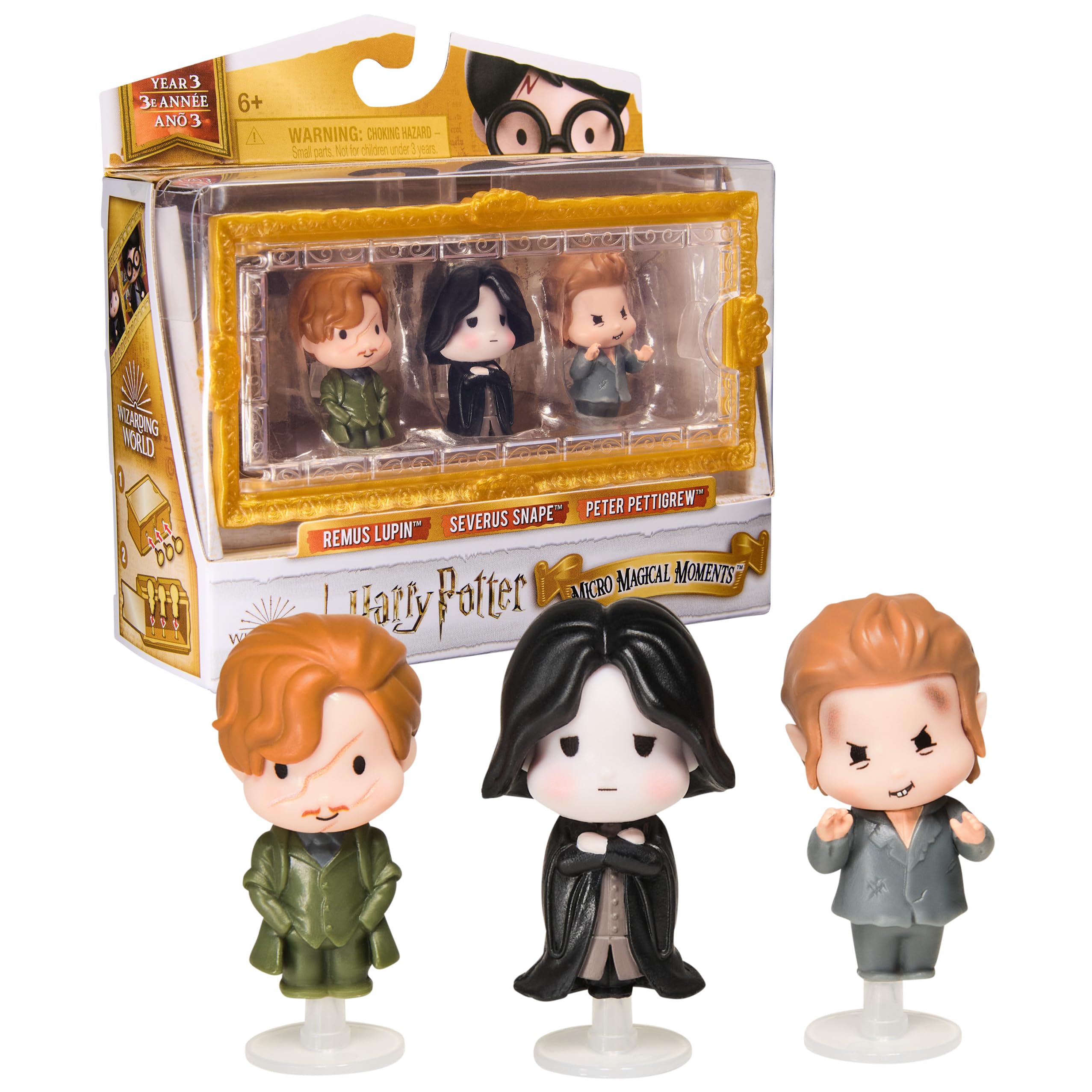 Wizarding World Harry Potter Micro Magical Moments Year 3 Figure Set - Remus Lupin, Severus Snape & Peter Pettigrew with Display Case 1