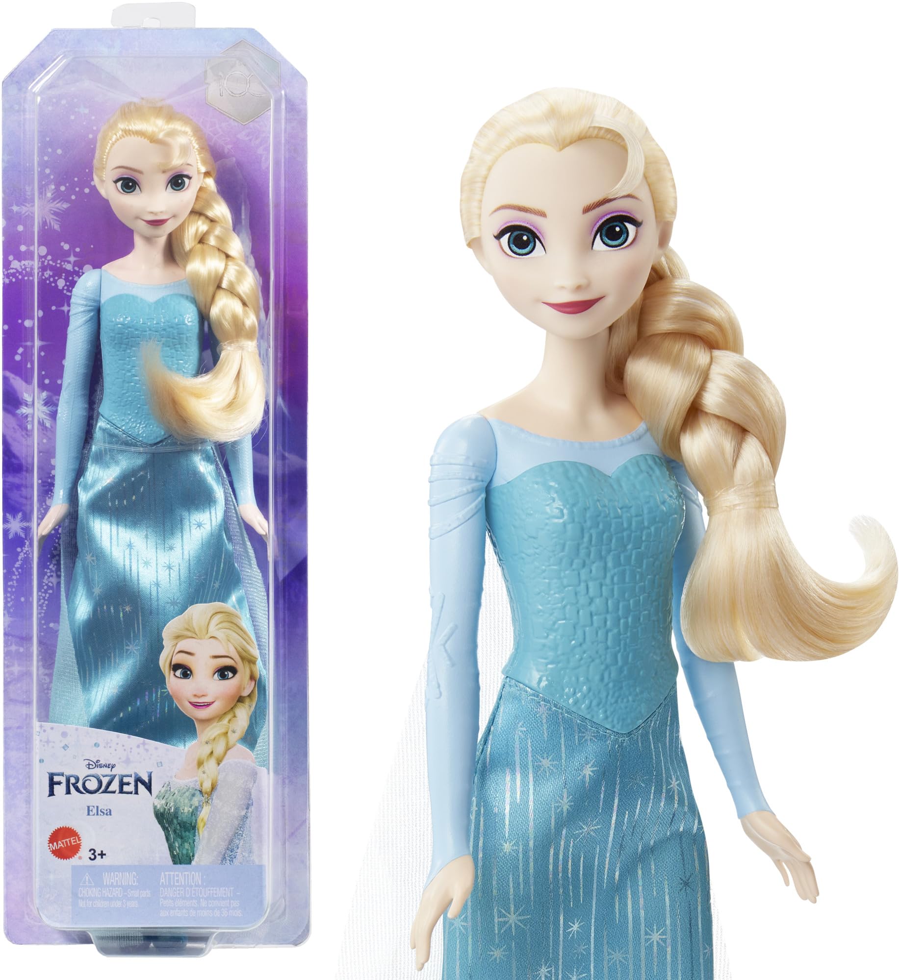 Mattel Disney Princess Elsa Doll - Signature Blue Outfit, Posable Fashion Doll with Accessories, Inspired by Frozen