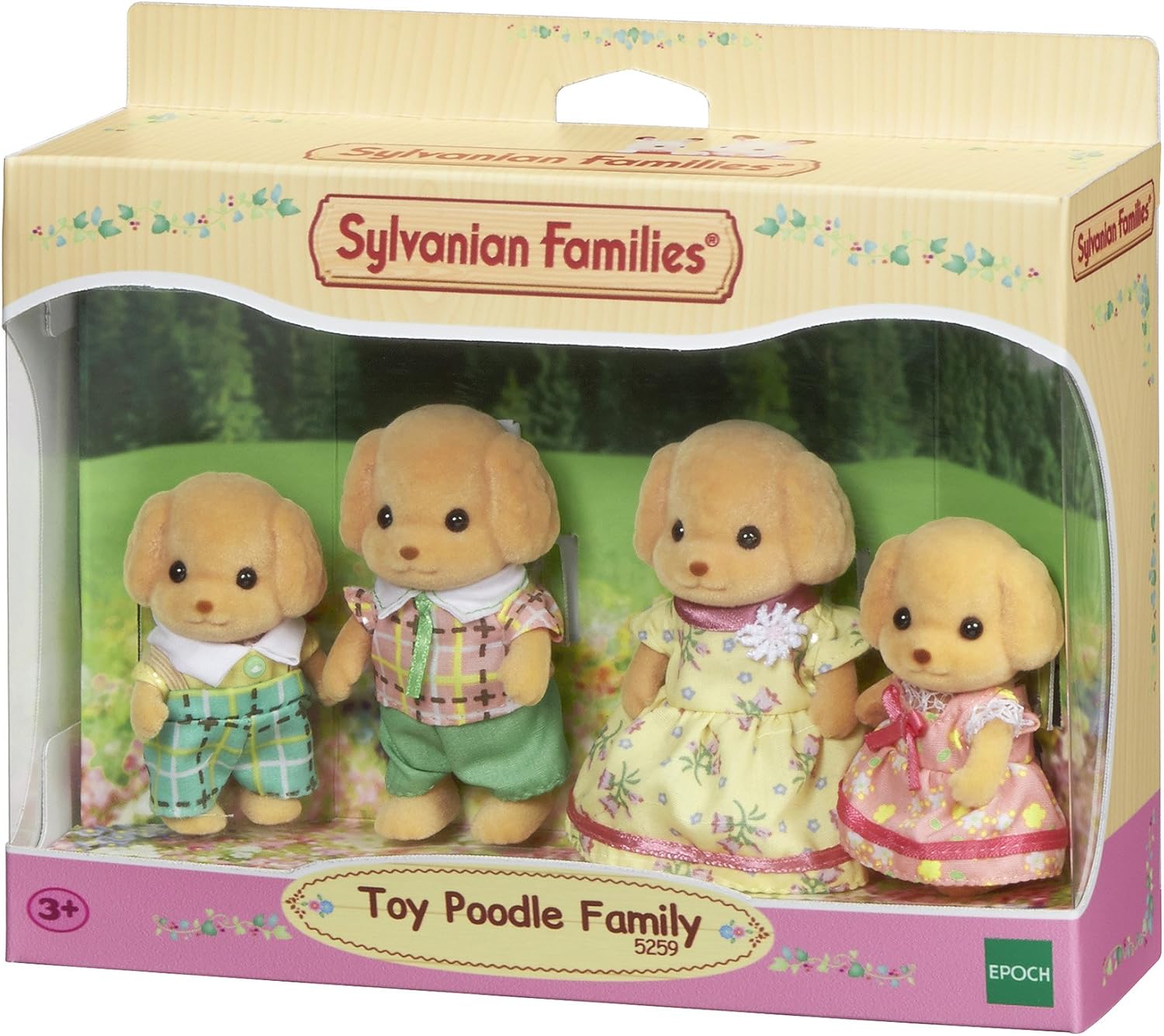 Sylvanian Families Toy Poodle Family - 4-Piece Playset with Story Book
