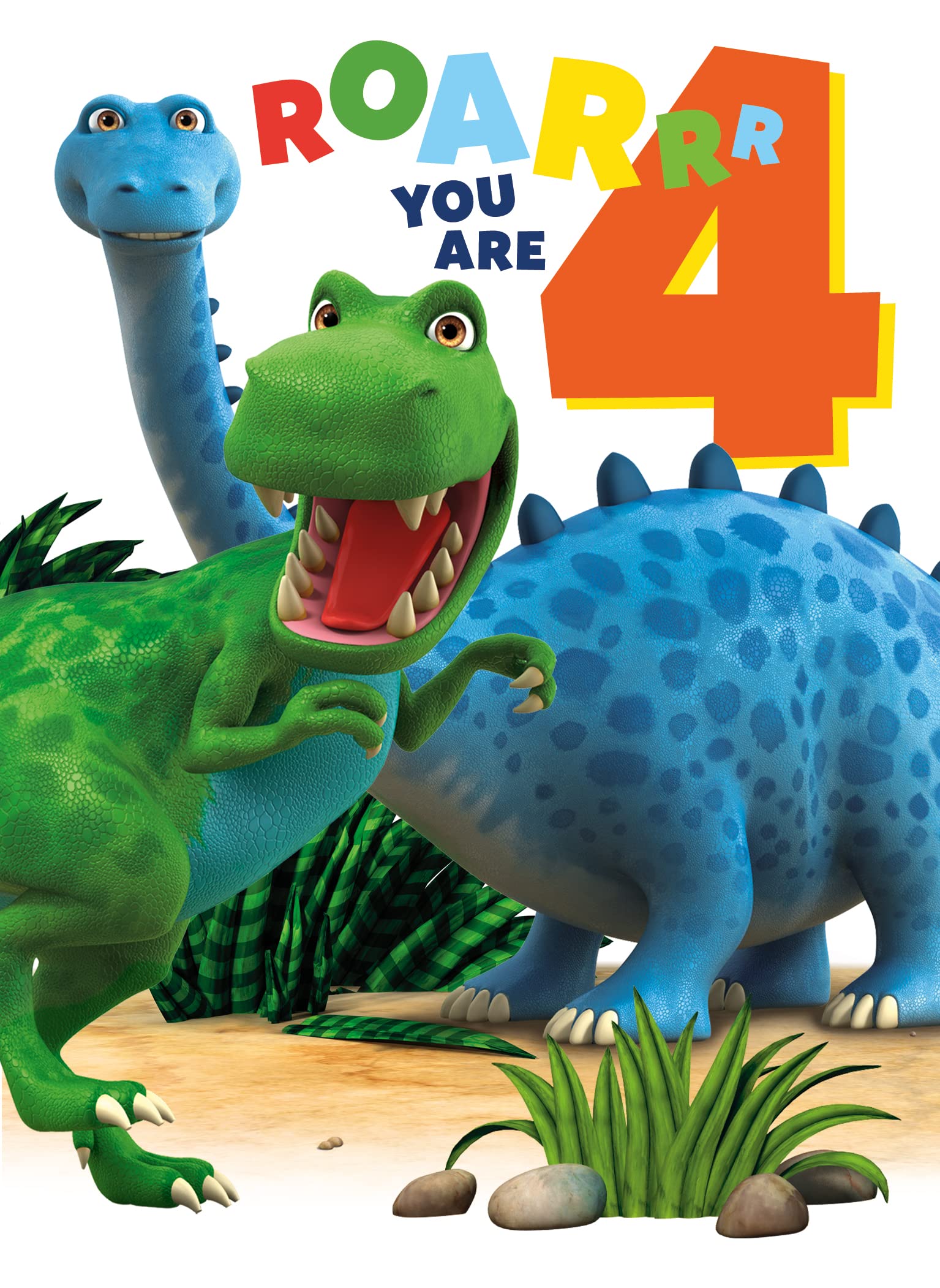 Danilo Promotions LTD Dinosaur Roar Age 4 Birthday Card | A5 Size | Multi Color 1