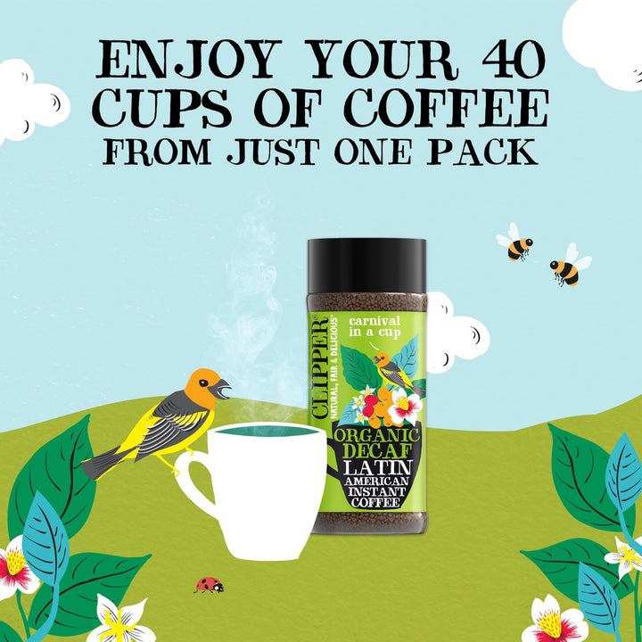 Clipper Organic Latin American Instant Decaf Coffee | 6 x 100g Jars | Fairtrade & Non-GM