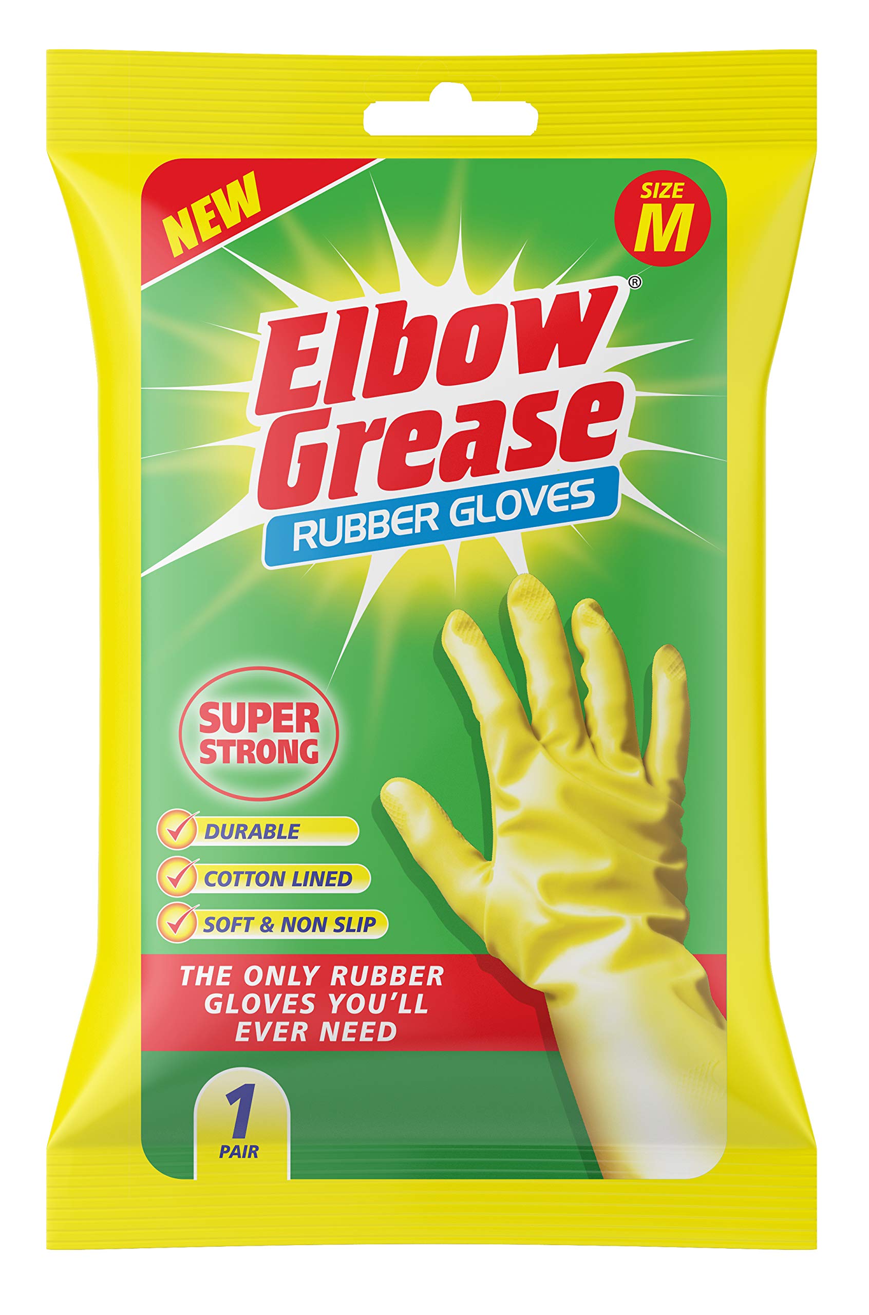 Elbow Grease Rubber Cleaning Gloves - Cotton Lined, Super Strong, Non-Slip | Size M 1