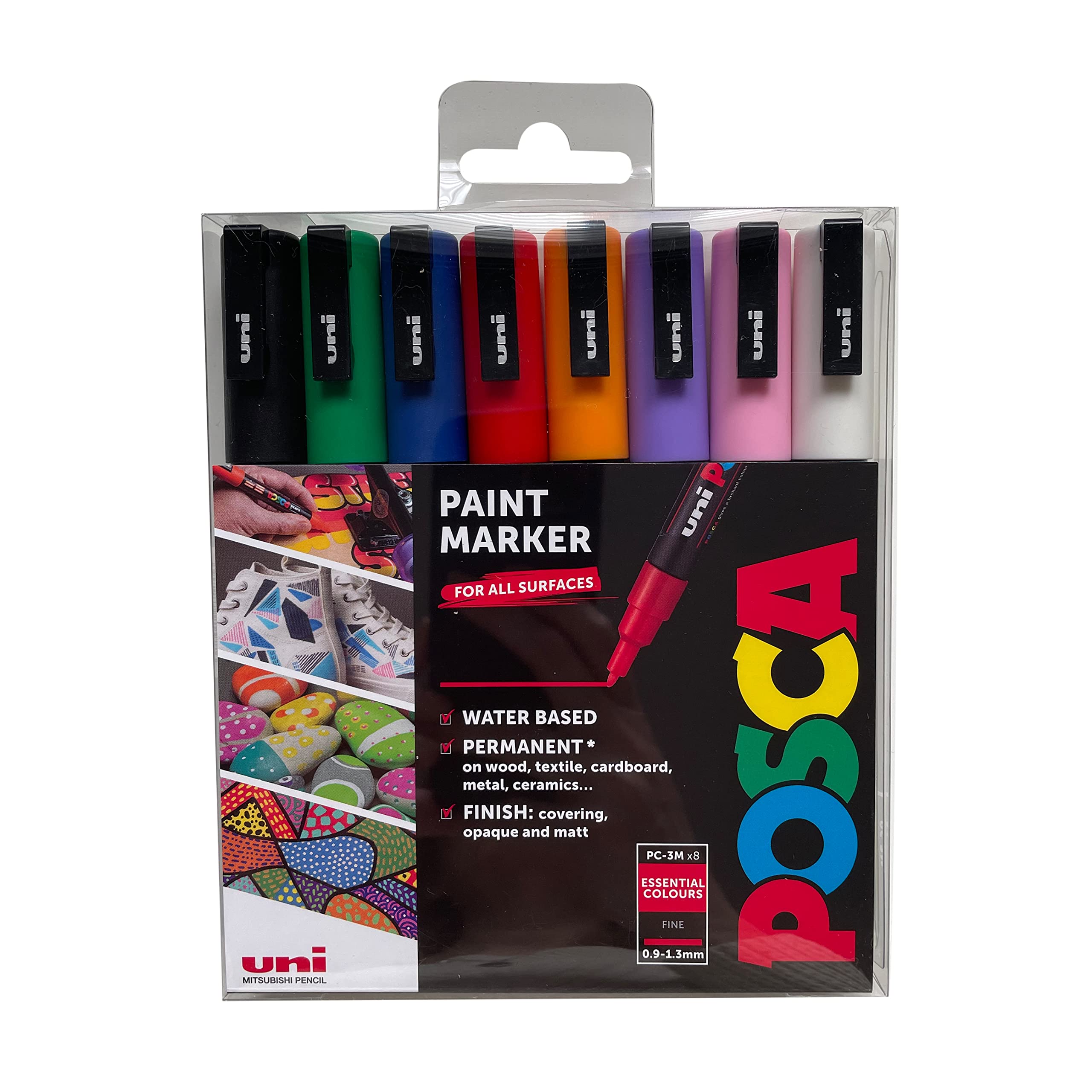 Posca PC-3M Fine Acrylic Paint Marker Pens - 8 Standard Colours | 0.9-1.3mm Tip 1